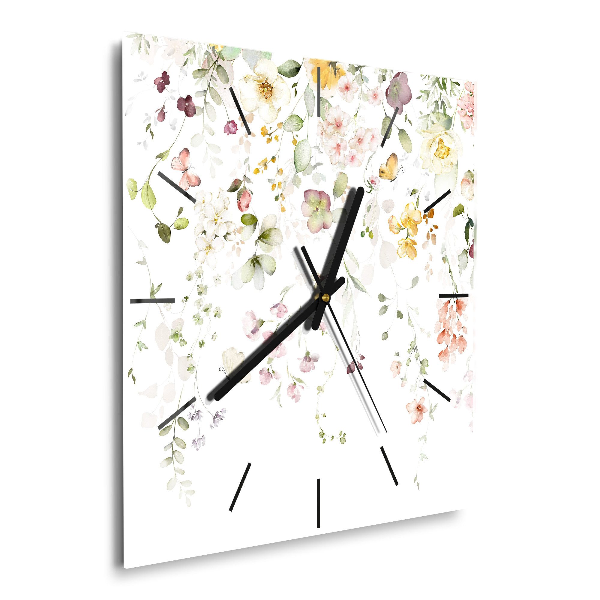 DEQORI Wanduhr 'Zarte Blütenpracht' (Glas Glasuhr günstig online kaufen