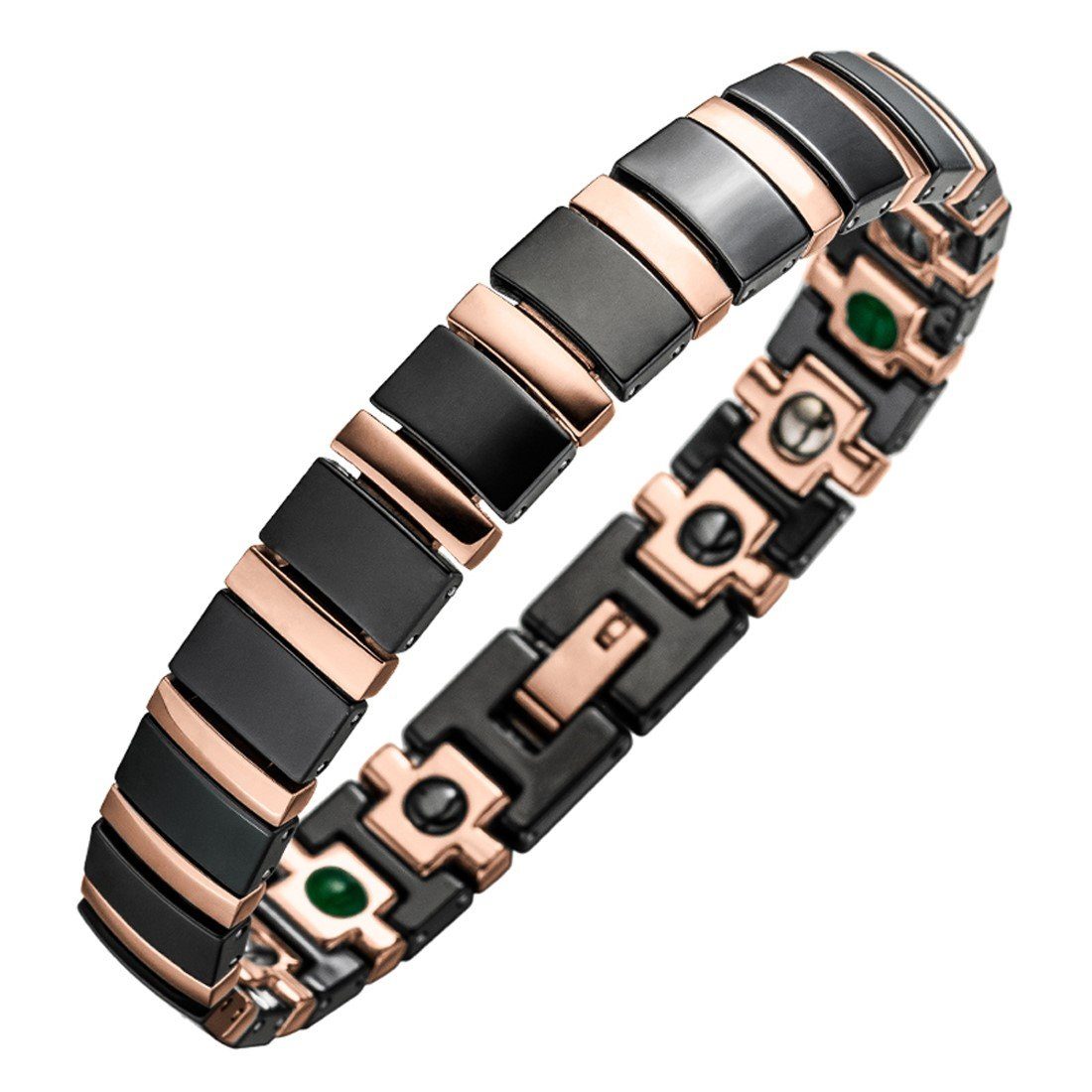 Lunavit Armband Lunavit Magnet Armband Titan Jade schwarz-rosé,  Magnetschmuck