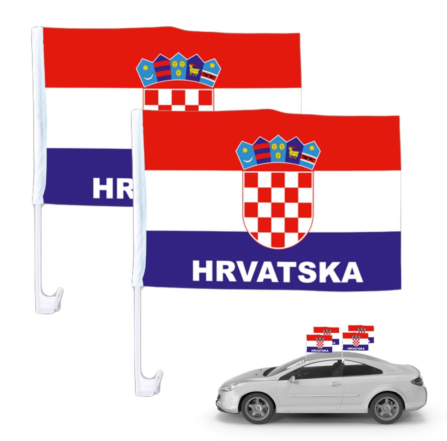 Dekotalent® Flagge 2x Autofahnen Adler Autoflagge Kroatien Auto Autofahne Fahne Flagge (2-St)