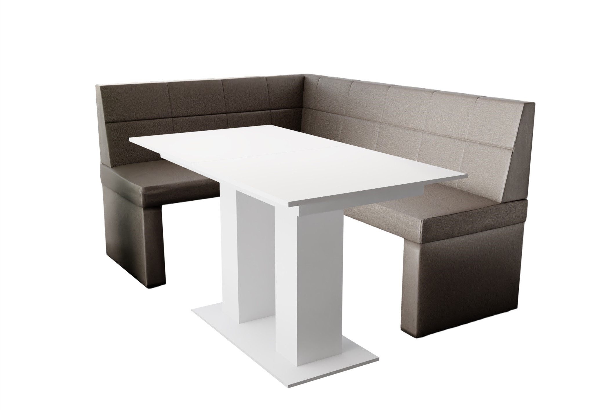 Fun Möbel Eckbankgruppe Eckbankgruppe „BLAKE XL“ Größe 196x142cm mit Tisch Weiß matt, ausziehbarer Tisch