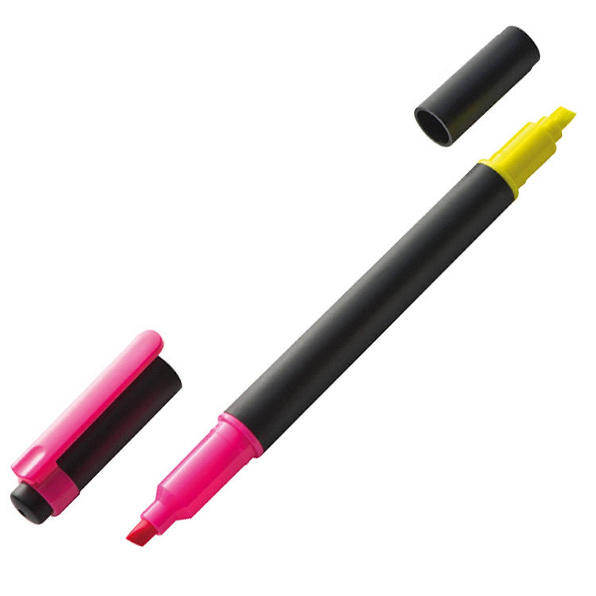 Marker Zweifarbiger Textmarker / je eine Seite neongelb + neonpink