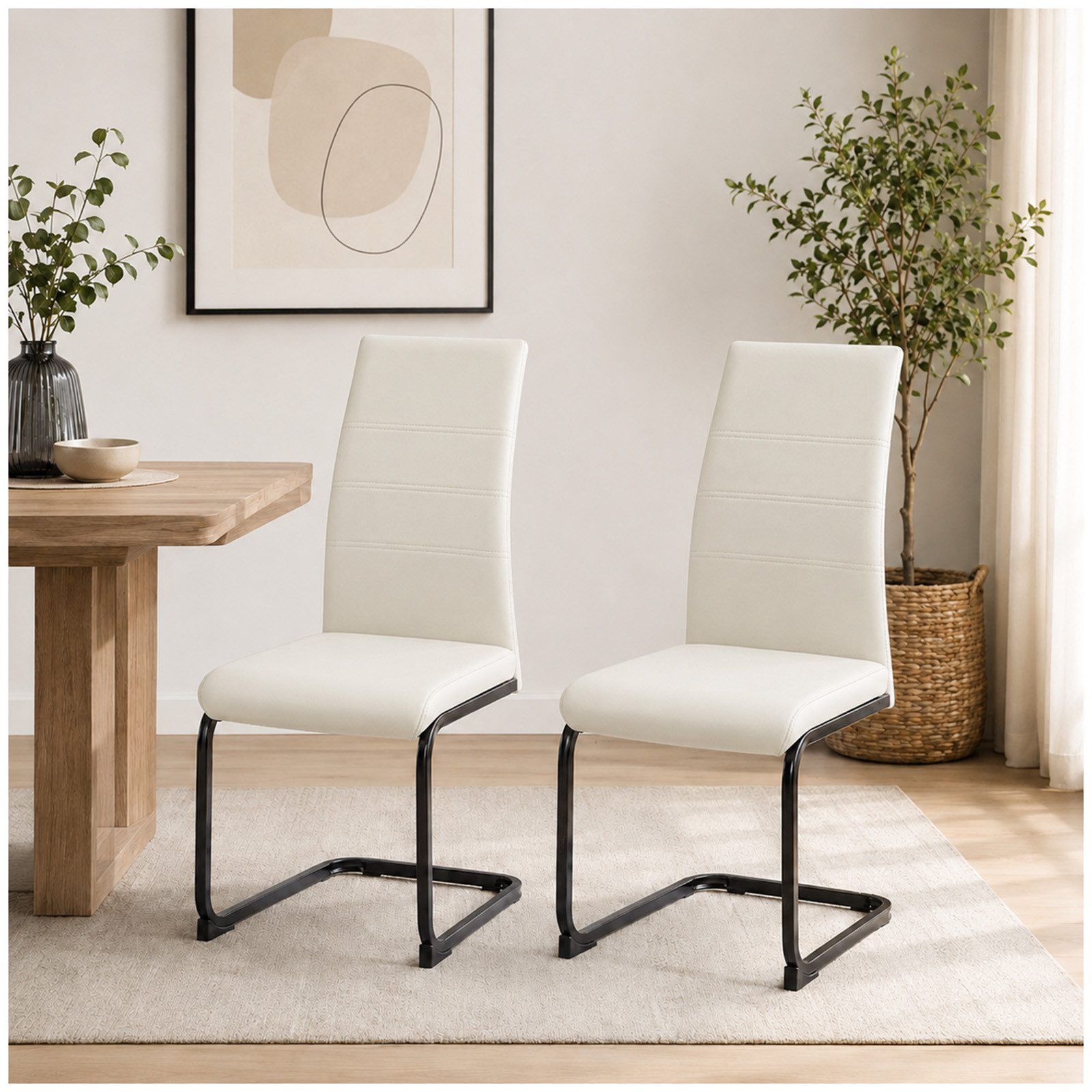 HTI-Line Freischwinger Schwingstuhl SallyP PU 2er (Set, 2 St), Freischwinger Esszimmerstuhl Kunstleder