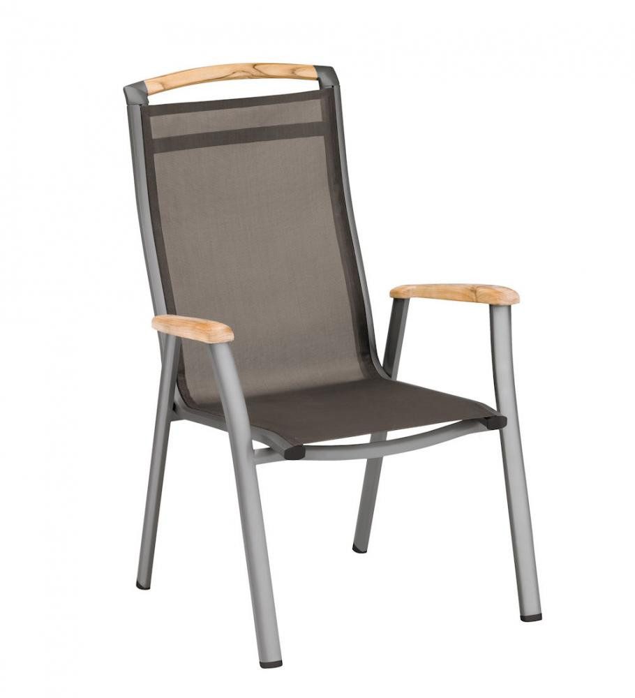 KETTLER Gartenstuhl MEMPHIS Stapelsessel Teak Armlehne, anthrazit / bronze