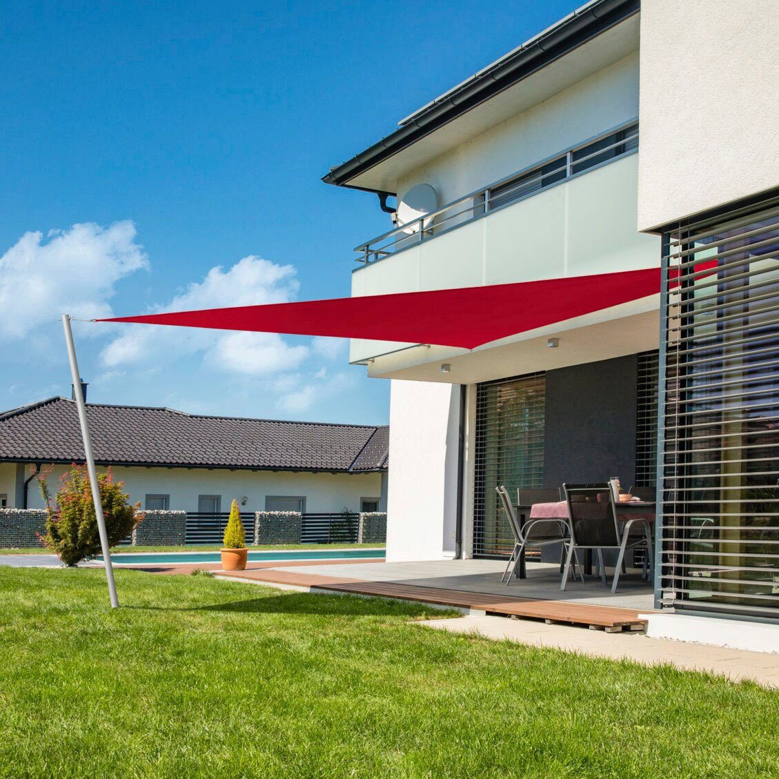 Windhager Sonnensegel Capri Dreieck, 4x4x4m, rot