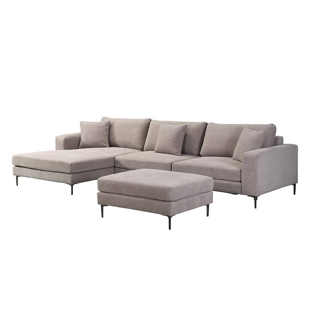 HOME DELUXE Sofa BELLANO Cord - 340 x 188 x 94 cm, inkl. Zierkissen Cordsofa, L – Form Sofa, Ecksofa, Cordstoff