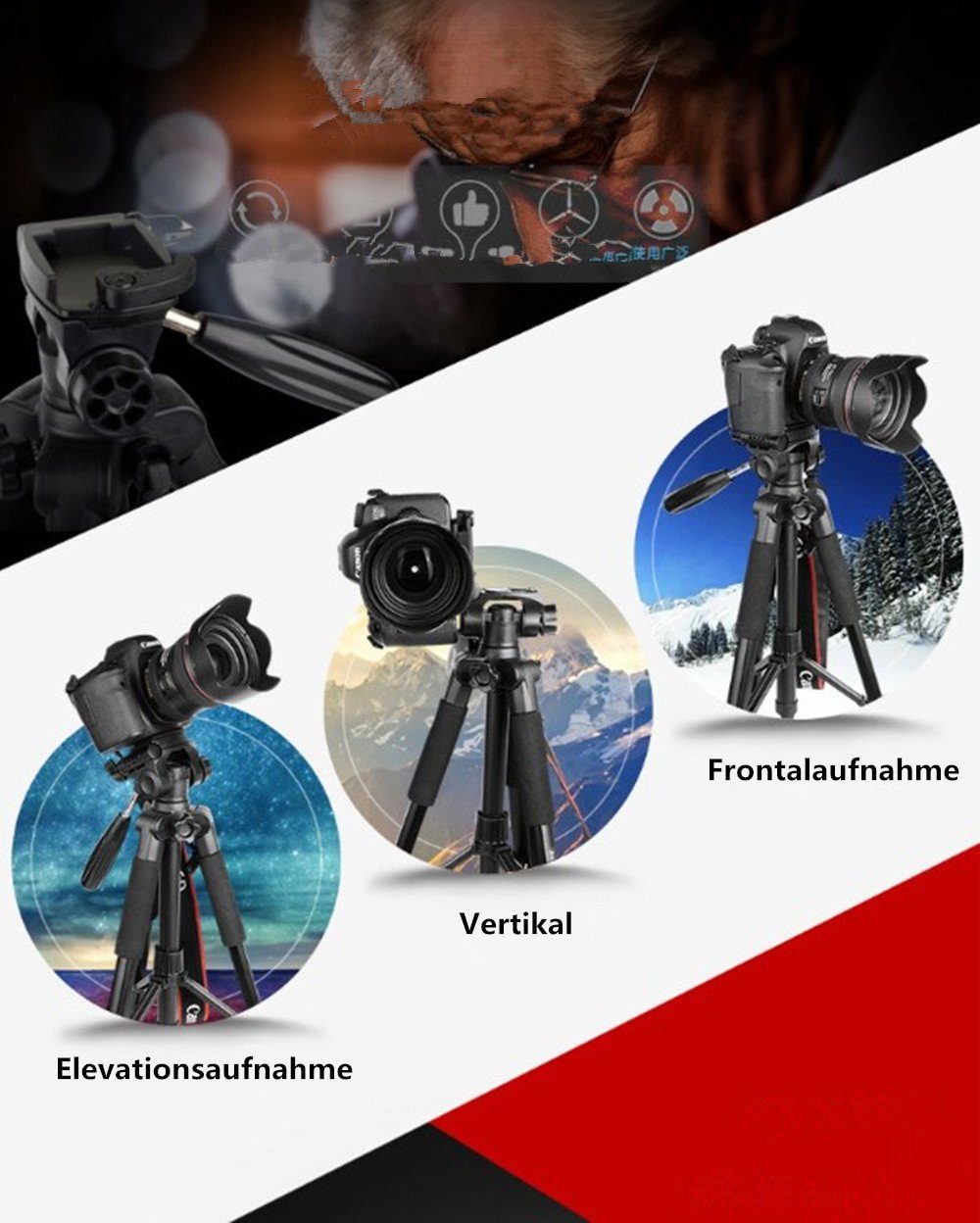 XBERSTAR Teleobjektiv Halterung - Für DSLR Kameras - Aluminium Legierung - Bis 10kg Belastung - Kompatibel Mit Canon