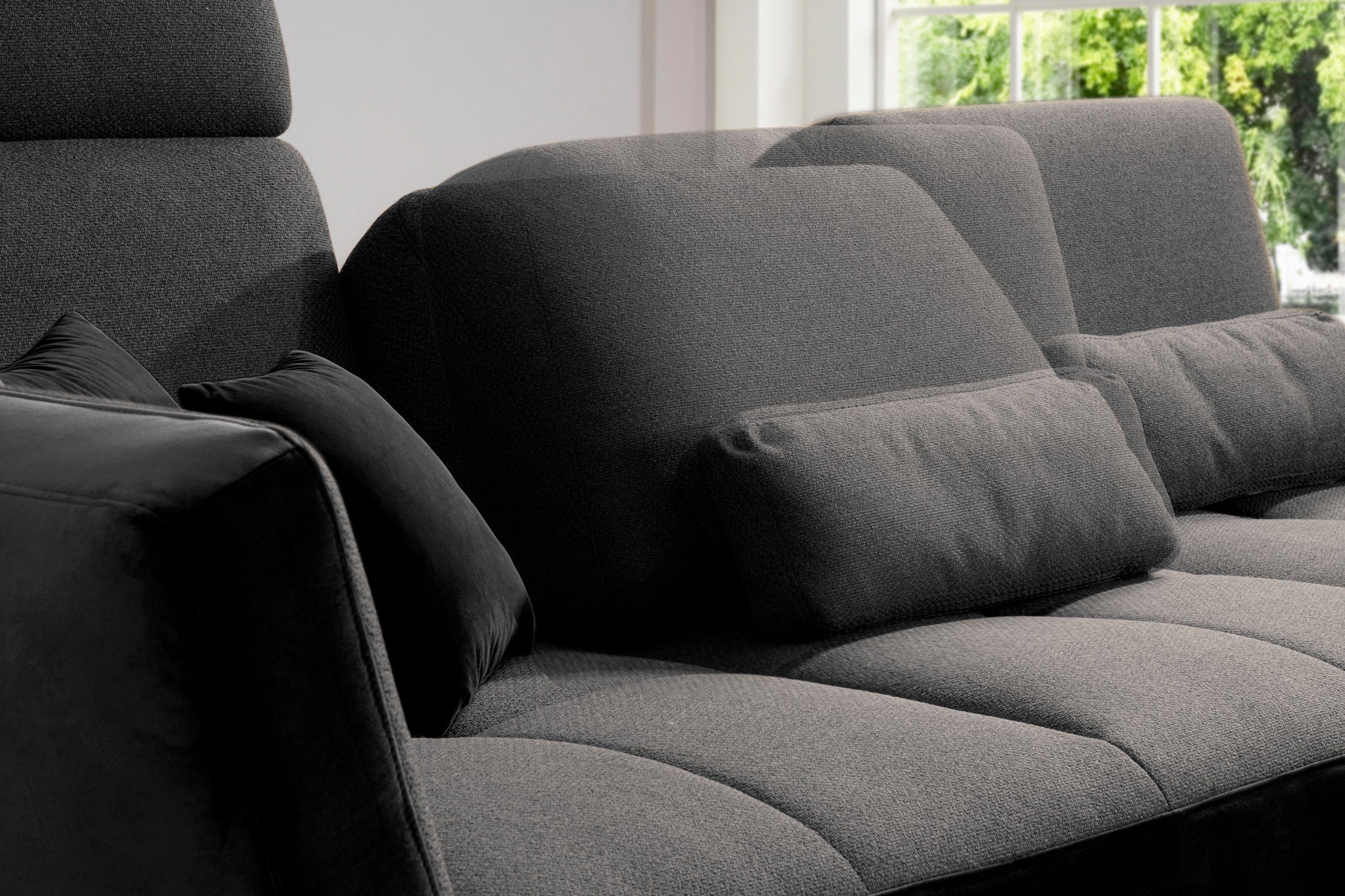 SO Ecksofa set und by 4300, inklusive one Nierenkissen Sitztiefenverstellung charcoal169/schwarz100 Musterring