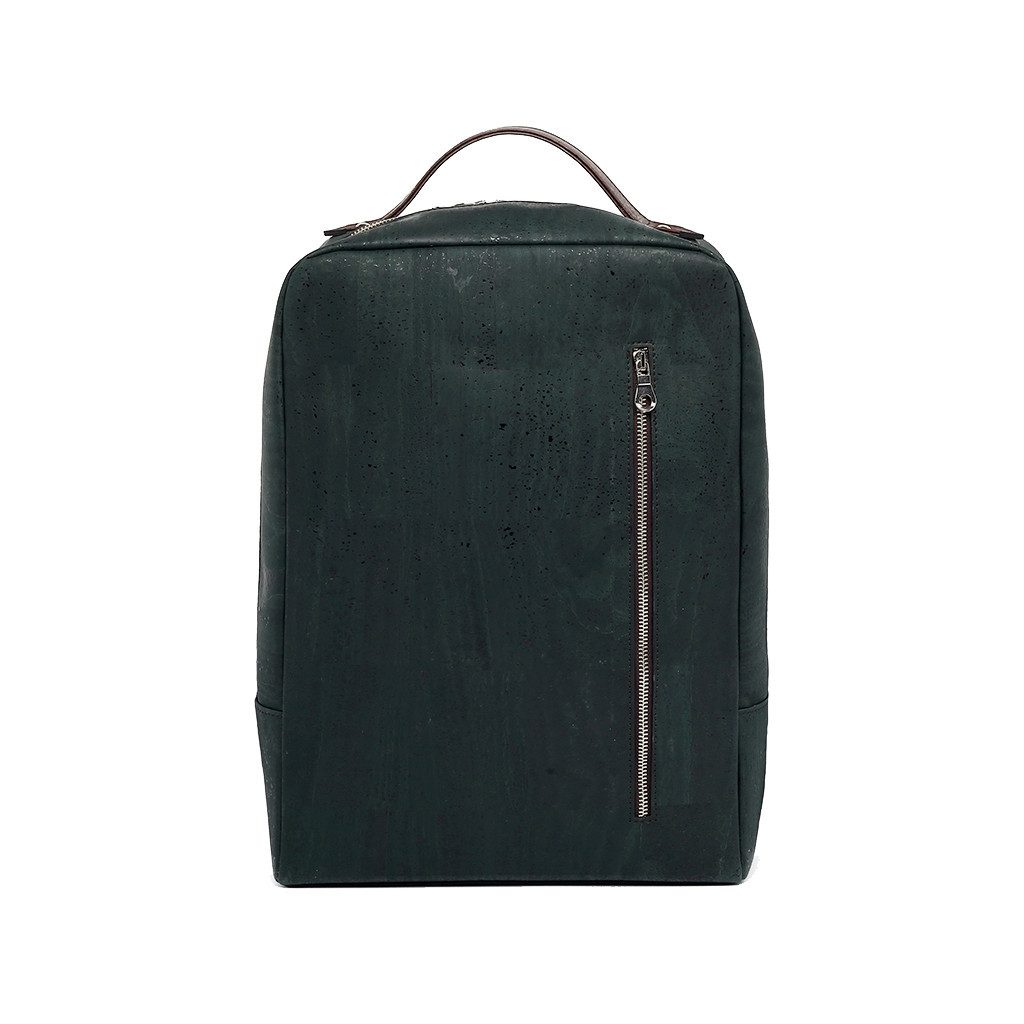 Kork-Deko.de Notebookrucksack Business-Rucksack Kork Dunkelgrün, Vegan, Made in Portugal