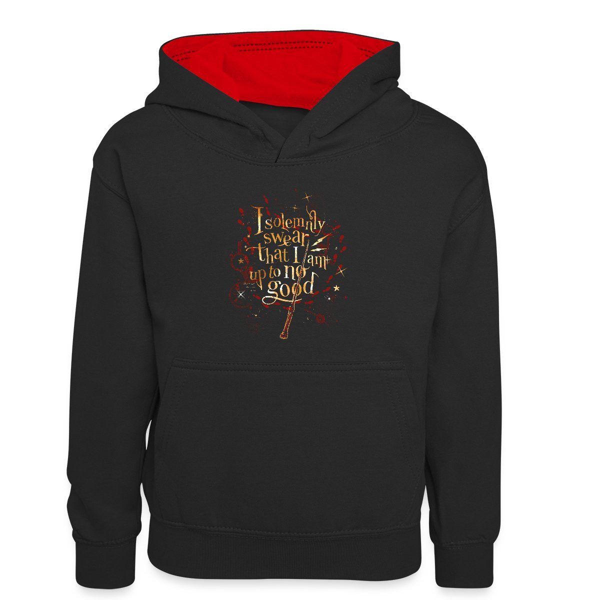 Hoodie Harry Potter I Solemnly Swear Spruch Kinder Kontrast-Hoodie
