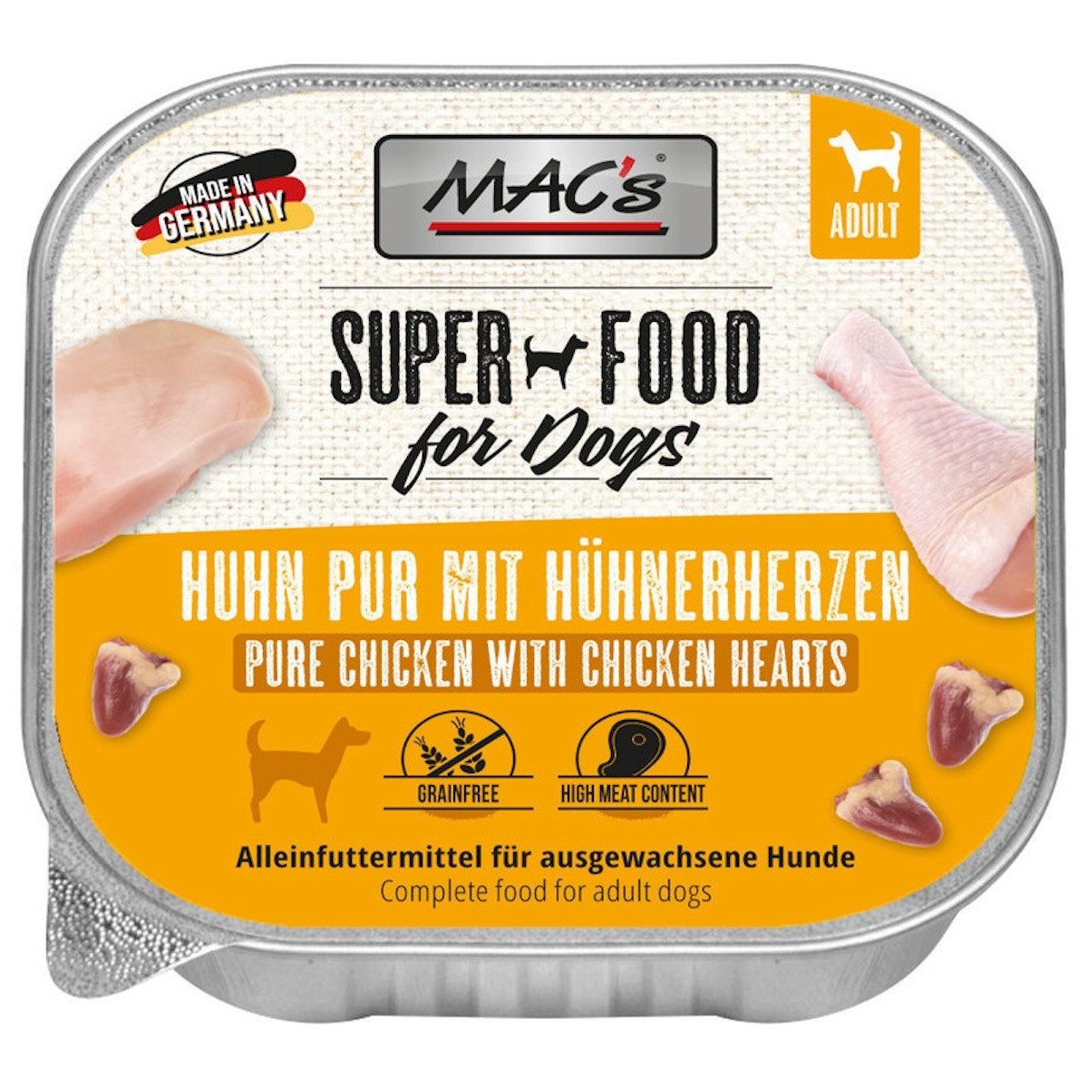 MAC'S Huhn pur mit Geflügelherzen 150 g - 10 Stück