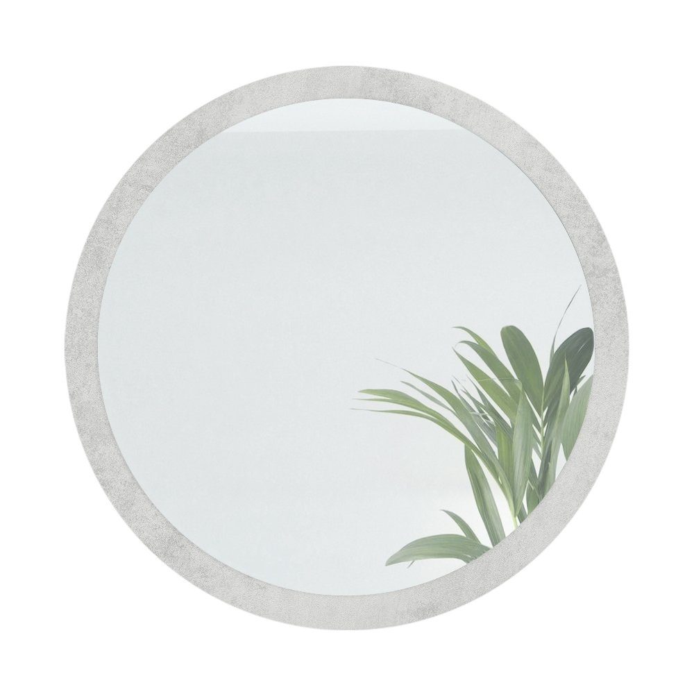 Vladon Wandspiegel Globe 80 (dekorativer runder Spiegel, für Flur und Wohnzimmer mit MDF-Rahmen), in Beton Oxid Optik (80 cm Durchmesser)