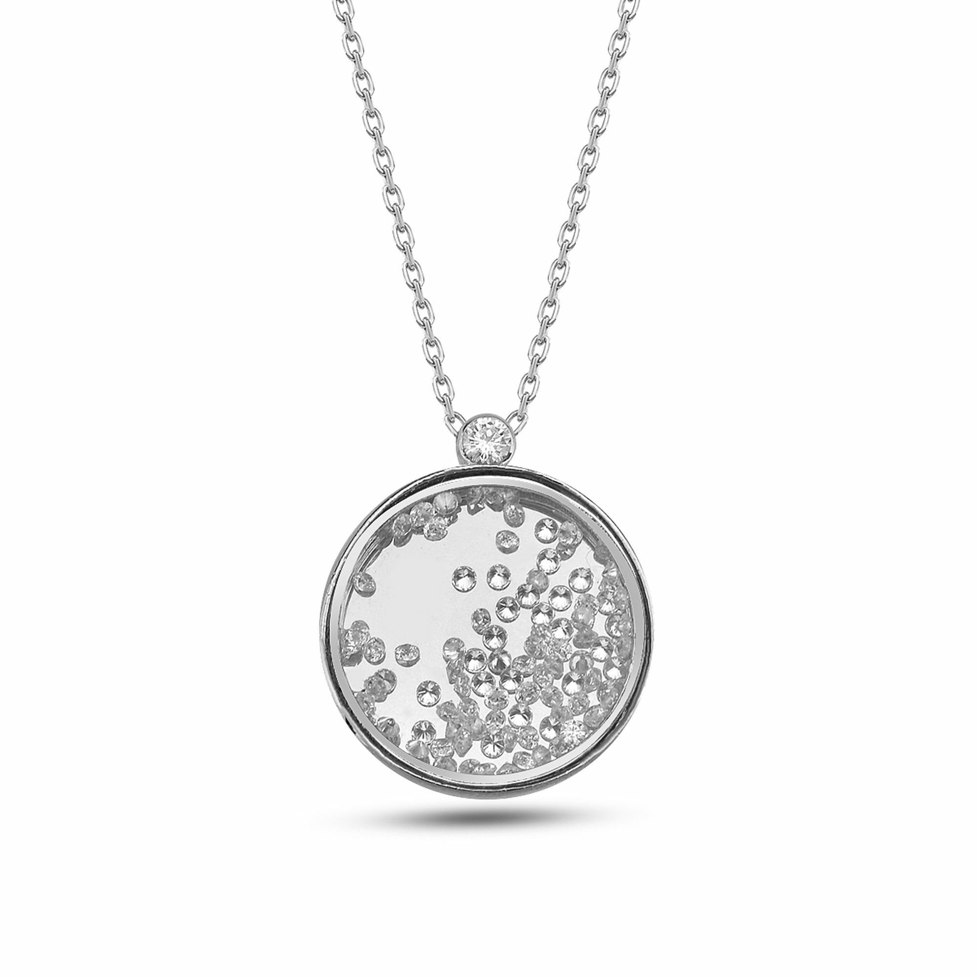 dKeniz Kettenanhänger Silber 925/- Sterling bewegliche Zirkonia-Steine