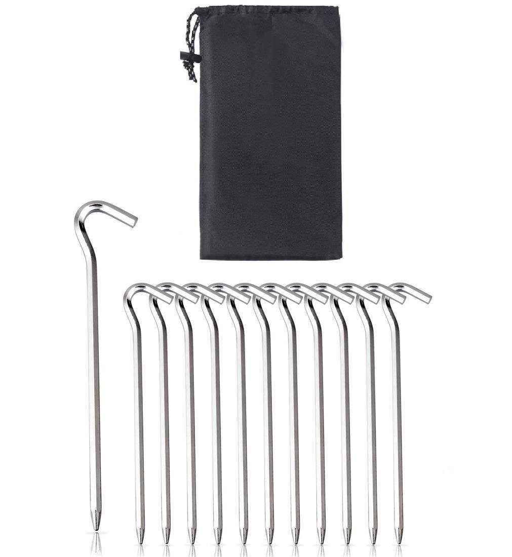 BAYLI Zelthering 10 Zeltheringe aus Aluminium mit Tasche, Erdnagel Set 18cm Lang, (10er Set Zeltheringe inkl. Aufbewahrungstasche)