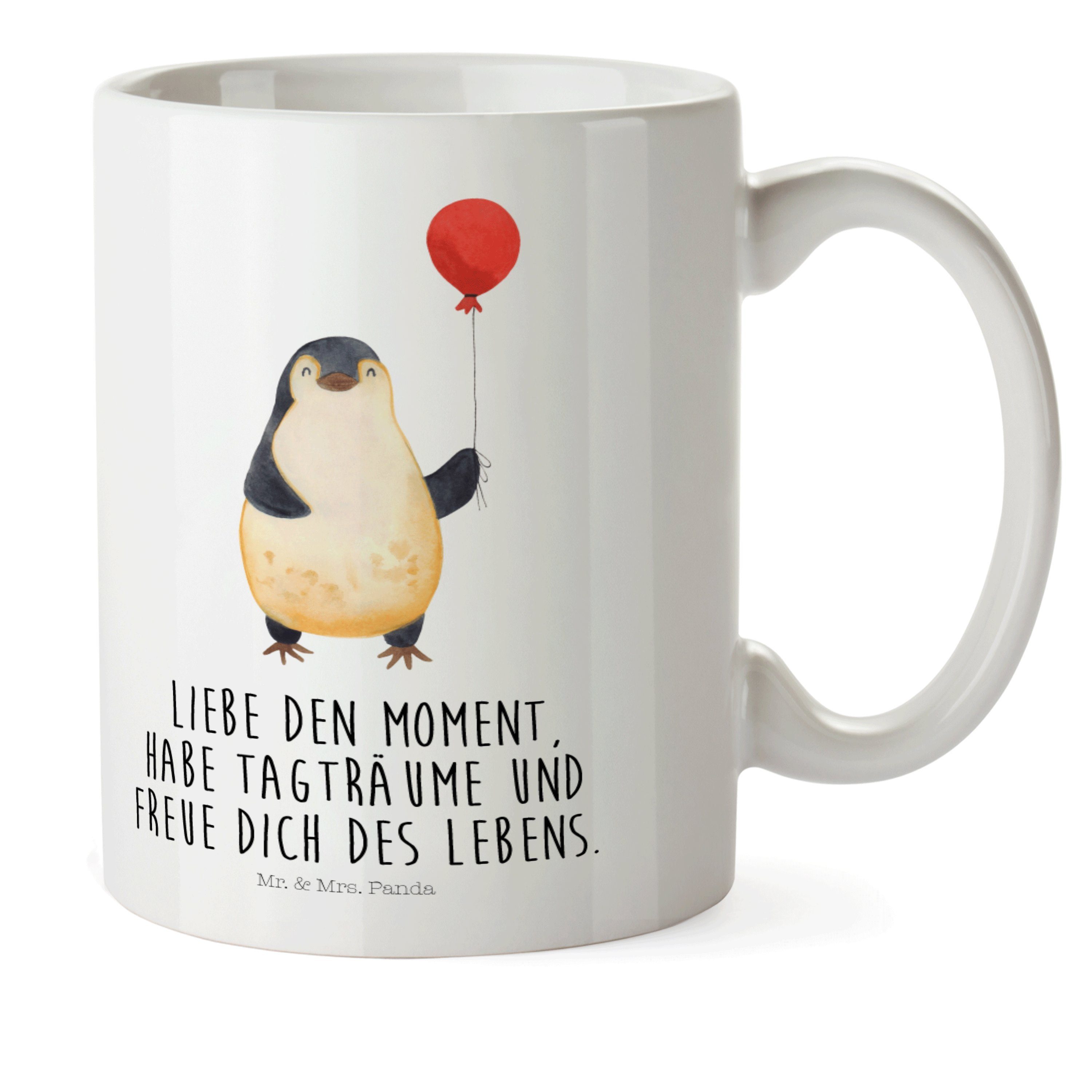 Mr. & Mrs. Luftballon Panda Outdoorgeschir, Geschenk, Kind, Pinguin - Kinderbecher - Jahrmarkt, Weiß Kunststoff