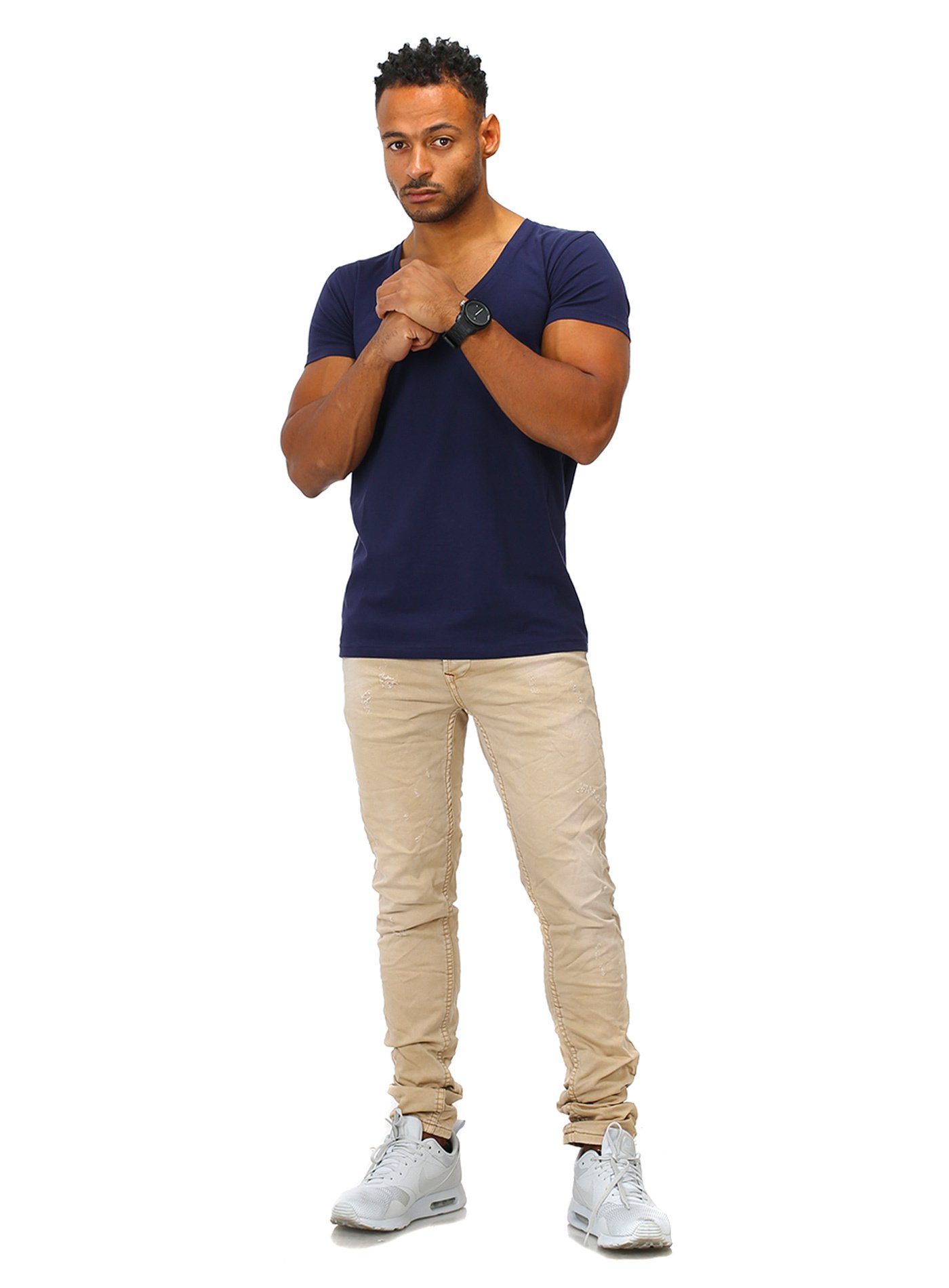 Joe Franks T-Shirt (1-tlg) mit tiefem V-Ausschnitt