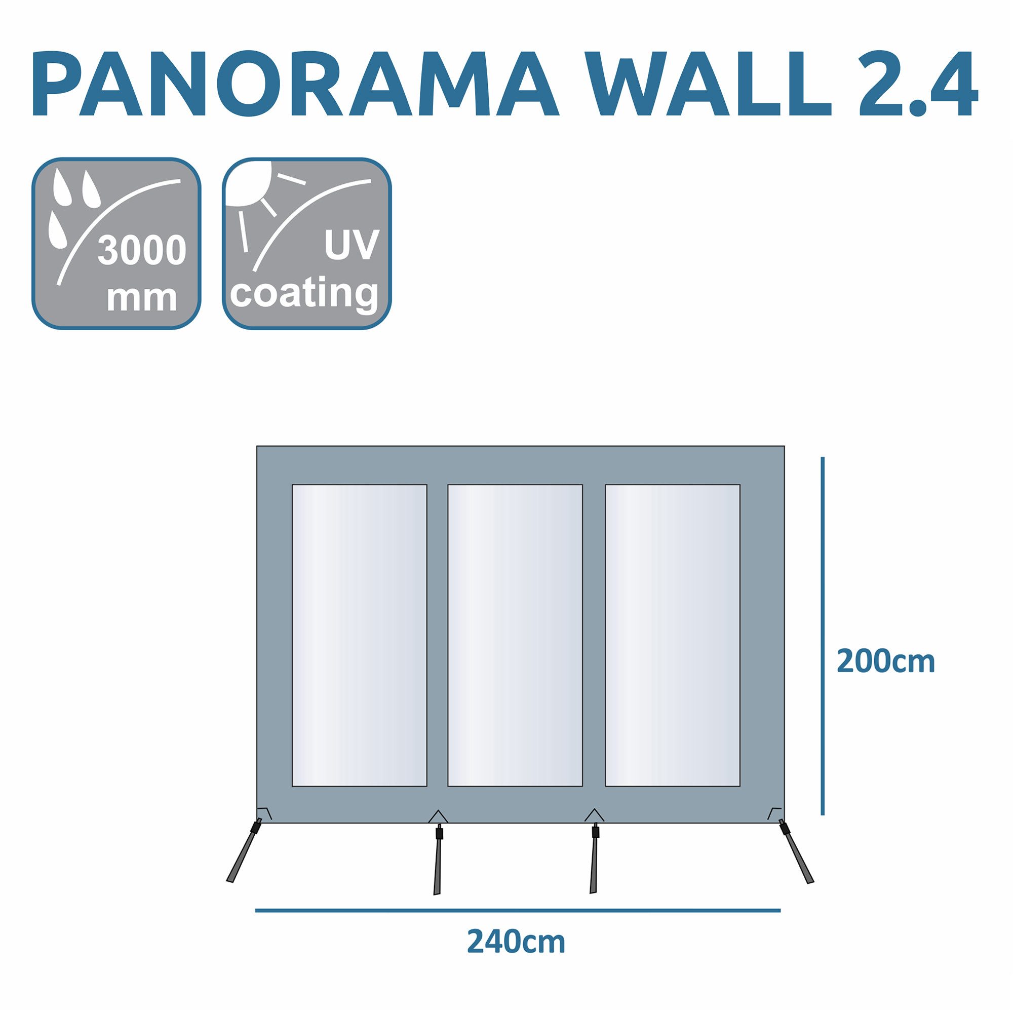 yourGEAR Vorzelt your GEAR Panorama Wall 2,4 x 2 m Vorderwand Sonne Wind Regen Schutz, Personen: 0 – Bild 2 von 5