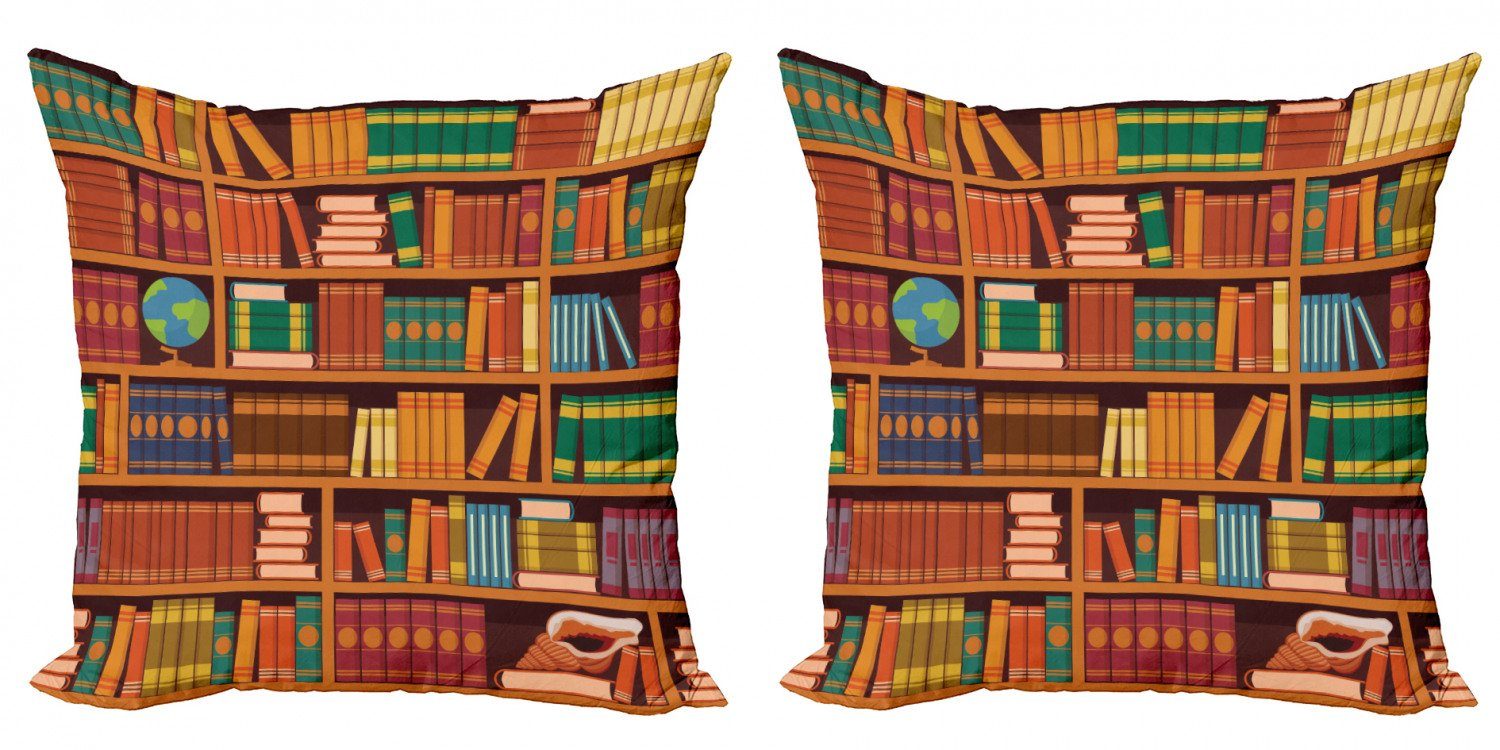 Kissenbezüge Modern Accent Doppelseitiger Digitaldruck, Abakuhaus (2 Stück), Bibliothek Akademischer Bookshelves Entwurf