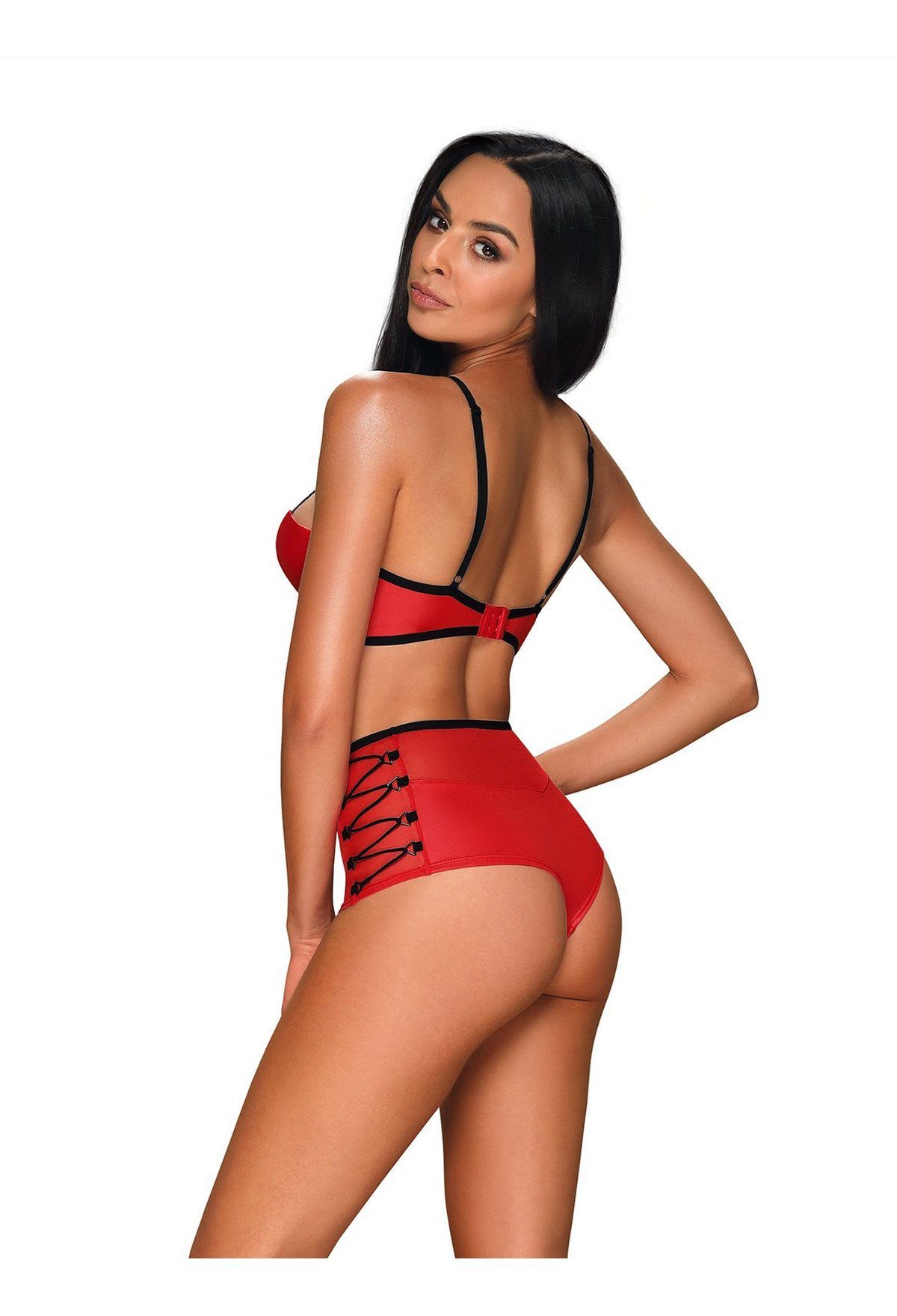 Obsessive Set: Bügel-BH Wetlook Dessous-Set: BH und Slip - rot (2-tlg)
