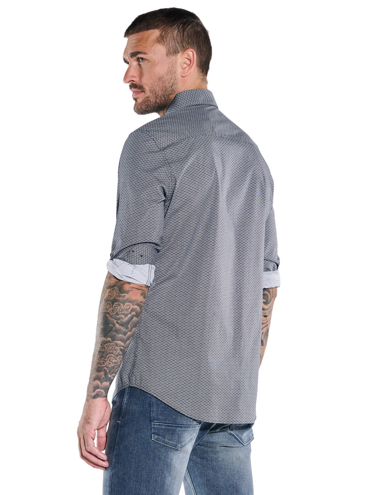 emilio adani Langarmhemd Herren Langarm-Hemd gemustert, Marineblau