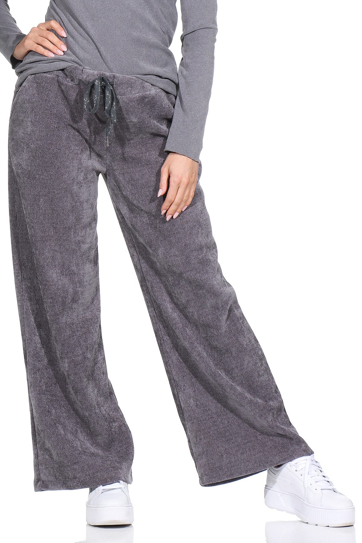 OriginalYou Cordhose Freizeithose Damen Soft Cord Hose weiches Cordgewebe mit Stretch, Unifarbe