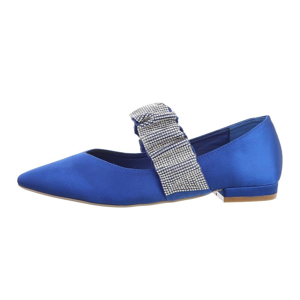 Ital-Design Damen Schlupfschuhe Party & Clubwear Ballerina Blockabsatz Klassische Ballerinas in Blau