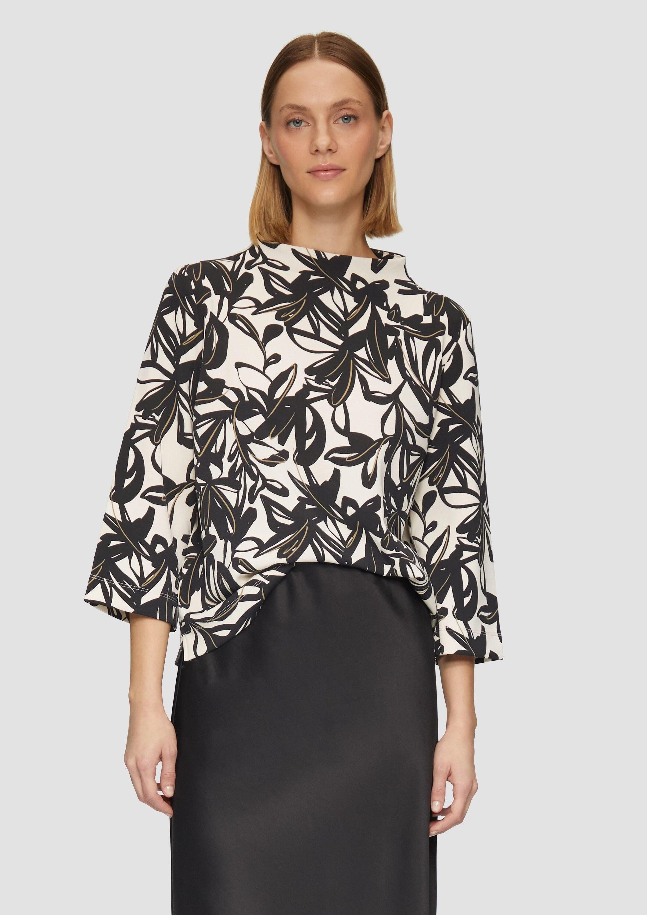 s.Oliver 3/4 Arm-Pullover Sweatshirt Scuba-Shirt im Relaxed Fit günstig online kaufen