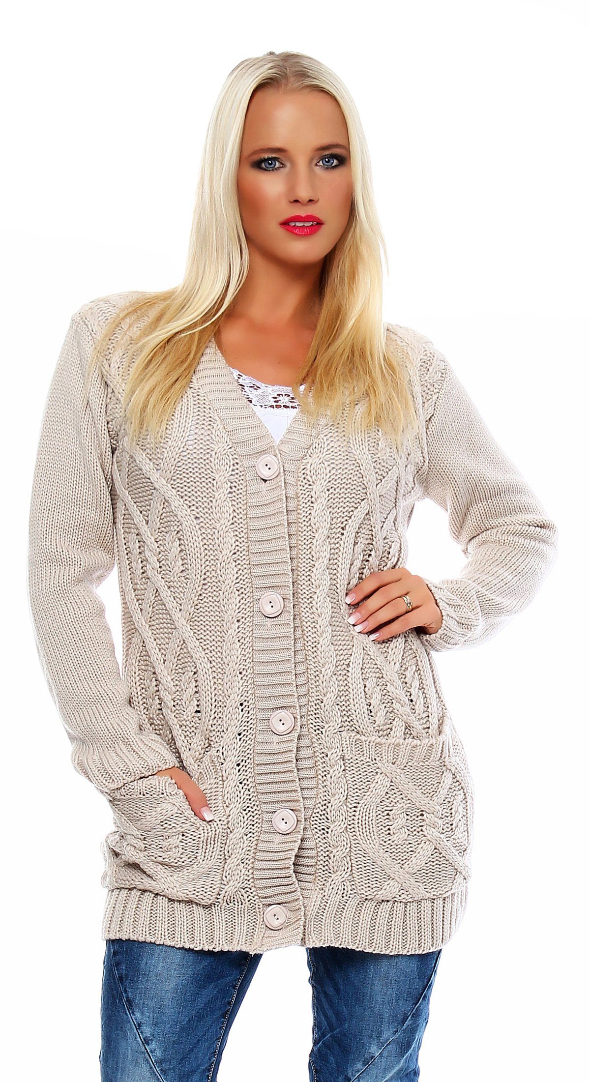 Mississhop Cardigan Damen Lange Strickjacke Cardigan M.3002