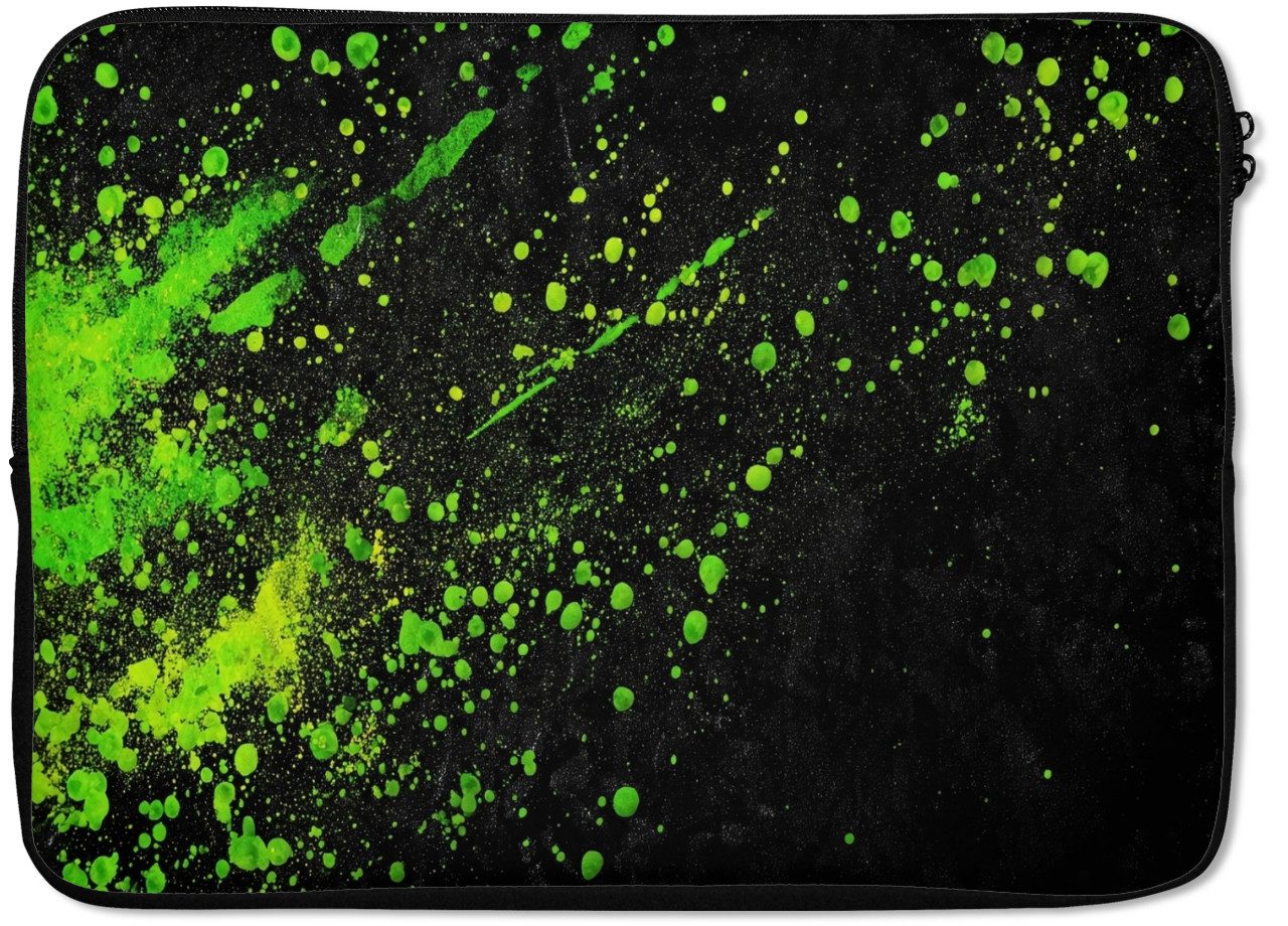 MuchoWow Laptop-Hülle Spiele - Splash - Grün - Chaotisch - Grün 13.3 Zoll, Laptopsleeve, weiches Innenfutter zum Schutz Kratzern, Laptoptasche