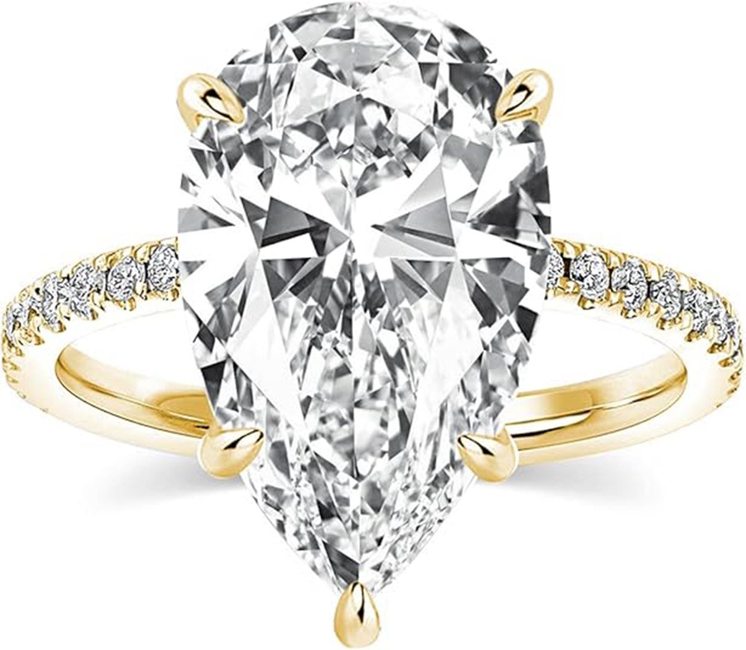 Jumpeak Diamantring 3 Karat Birnen-Diamant Verlobungsring aus 14K Gold, FarbeE, Reinheit VS1, Schliff 2EX, IGI-Zertifikat, Diamantring