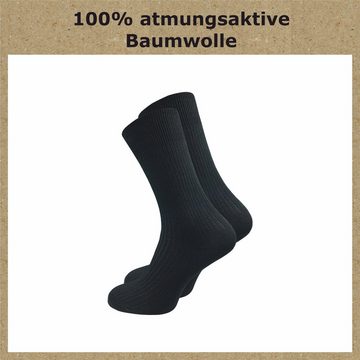 GAWILO Basicsocken "Natur" für Herren aus 100% Baumwolle in schwarz, reine Baumwollsocken (10 Paar) Atmungsaktive Baumwolle gegen Schweißfüße - mit stabilisierender Rippe
