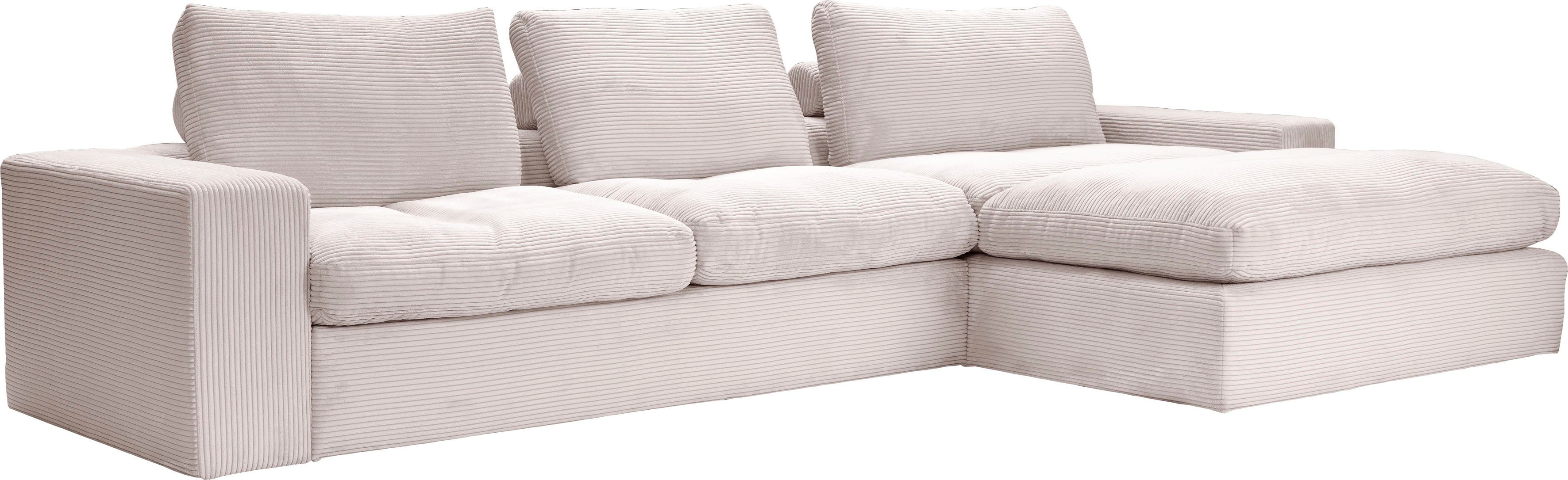 alina Ecksofa Sandy, mit losen Sitz und Rückenkissen, in modernem Cordstoff
