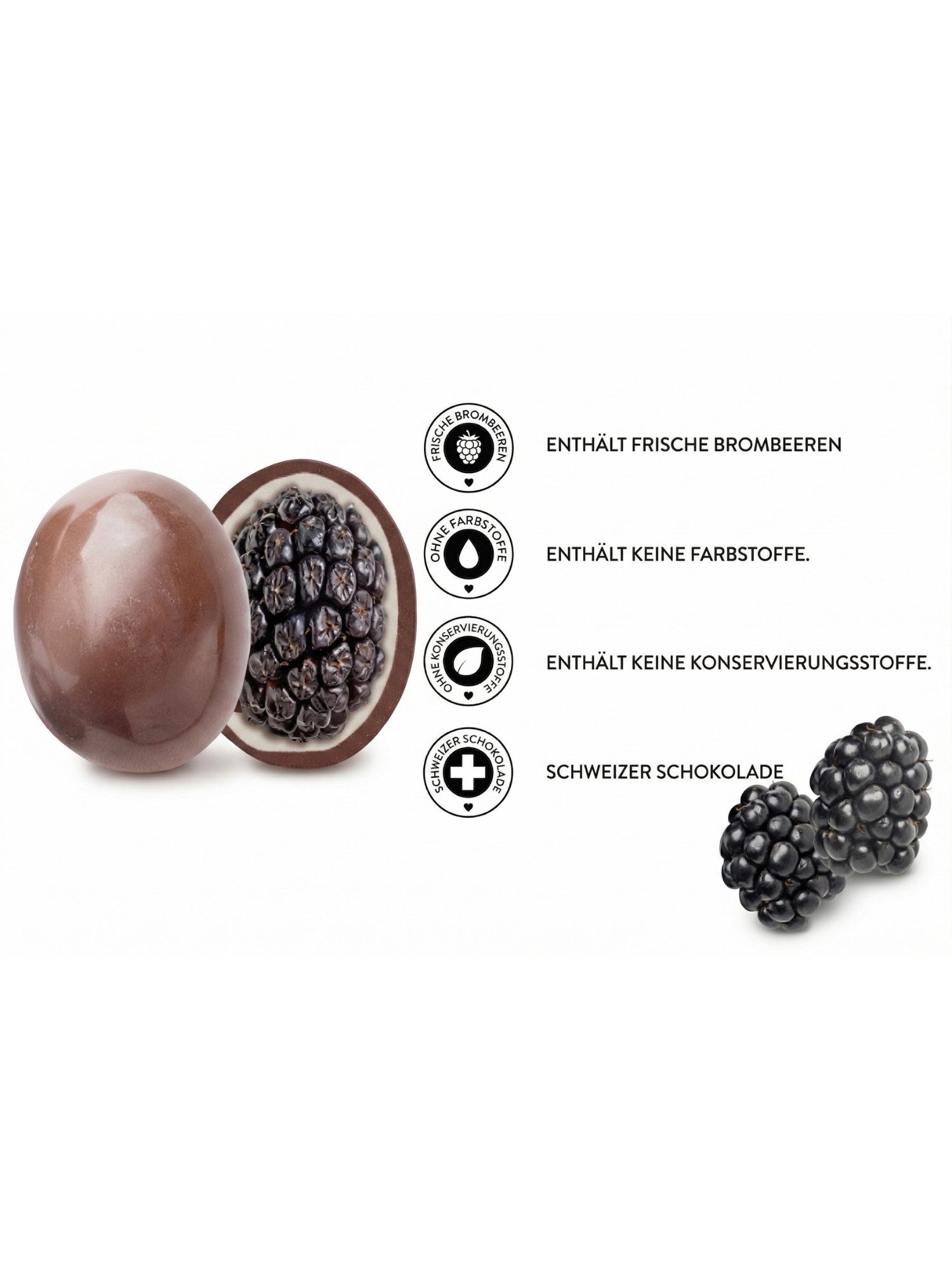 PATISLOVE Schokolade Patislove Brombeer Dragee – Gefriergetrocknet in Schweizer Schokolade, 60 g, Gefriergetrocknet, Mit echter Schweizer Schokolade