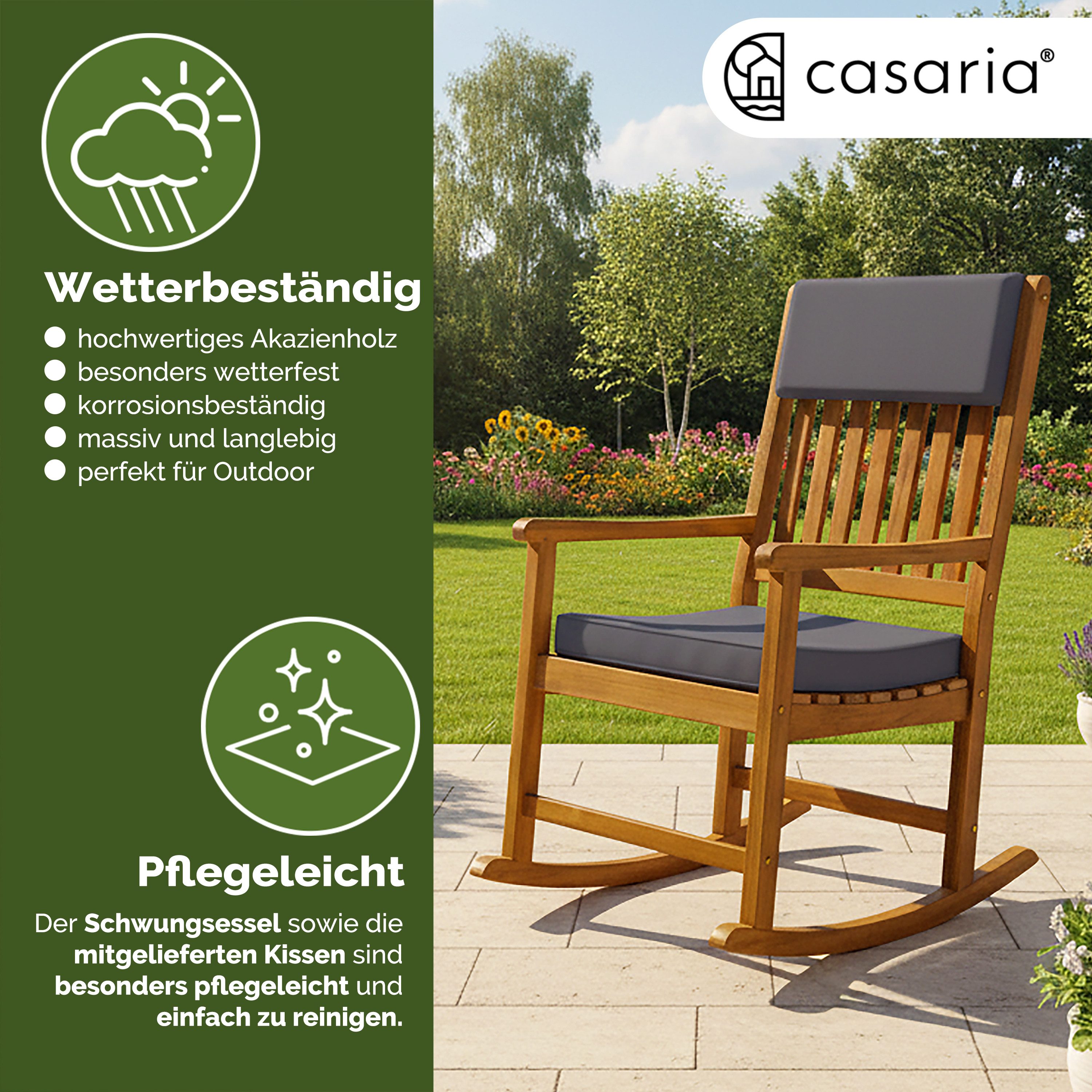 Casaria Schaukelstuhl, Gartenstuhl Schaukelstuhl Holz 160kg Belastbar Garten Balkon Akazie