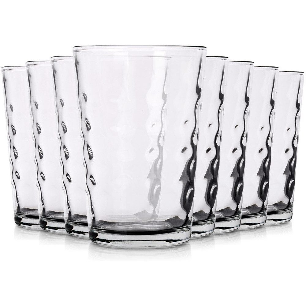Excellent Houseware Glas Trinkgläser 200ml für Getränke mit strukturiertem Muster, 8-tlg., Glas, strukturiert, 8-tlg