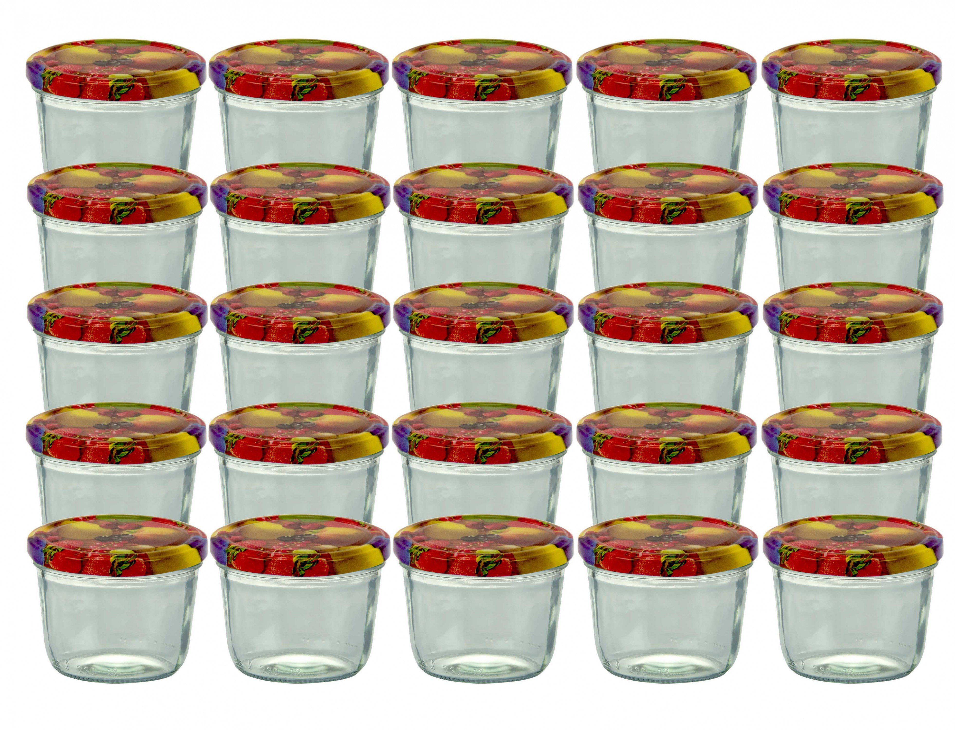 To Deckel, Einmachglas 25er Marmeladenglas Obst 82 Set gelbe Sturzglas ml Birne MamboCat Glas 230