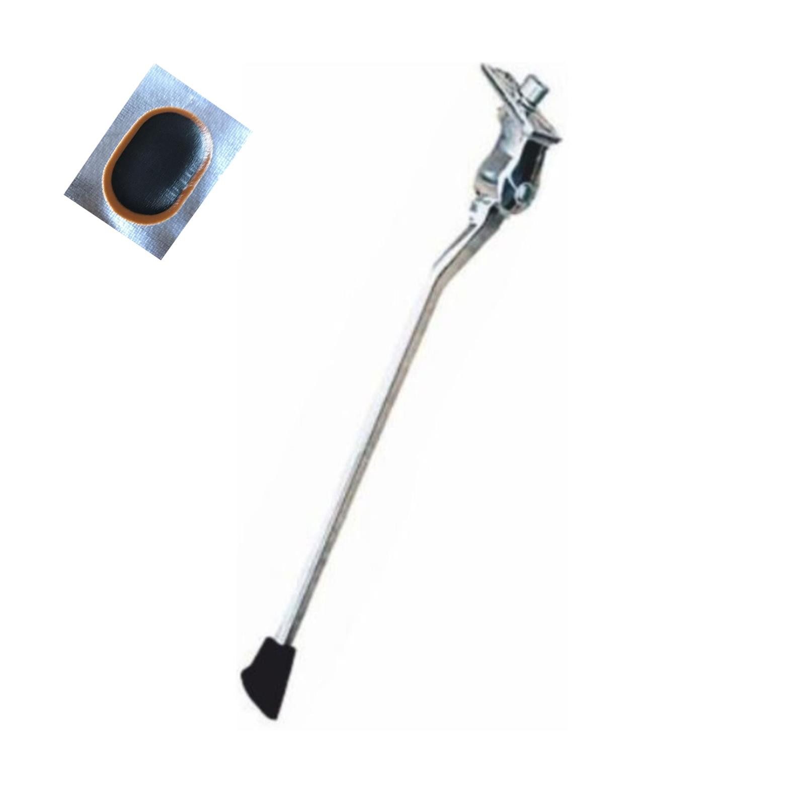 maxxi4you Fahrrad-Seitenständer Ideale Seitenständer für 12"-28" Alu Silber inkl. Schlauchflicken