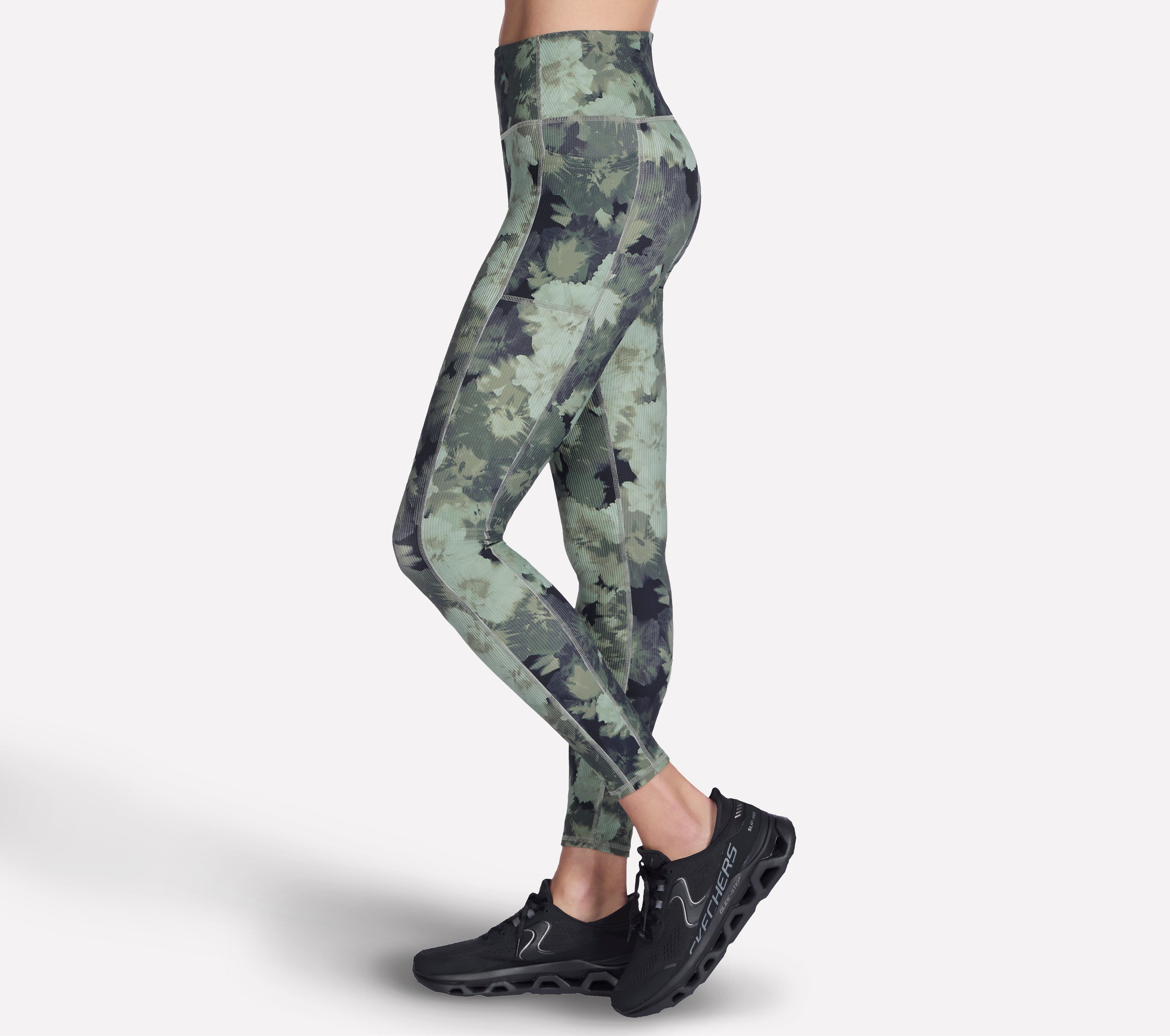 Skechers Leggings GOFLEX RIB INBLOOM FL HW LEGGING mit durchgehendem Blumenprint, Full-Length-Design