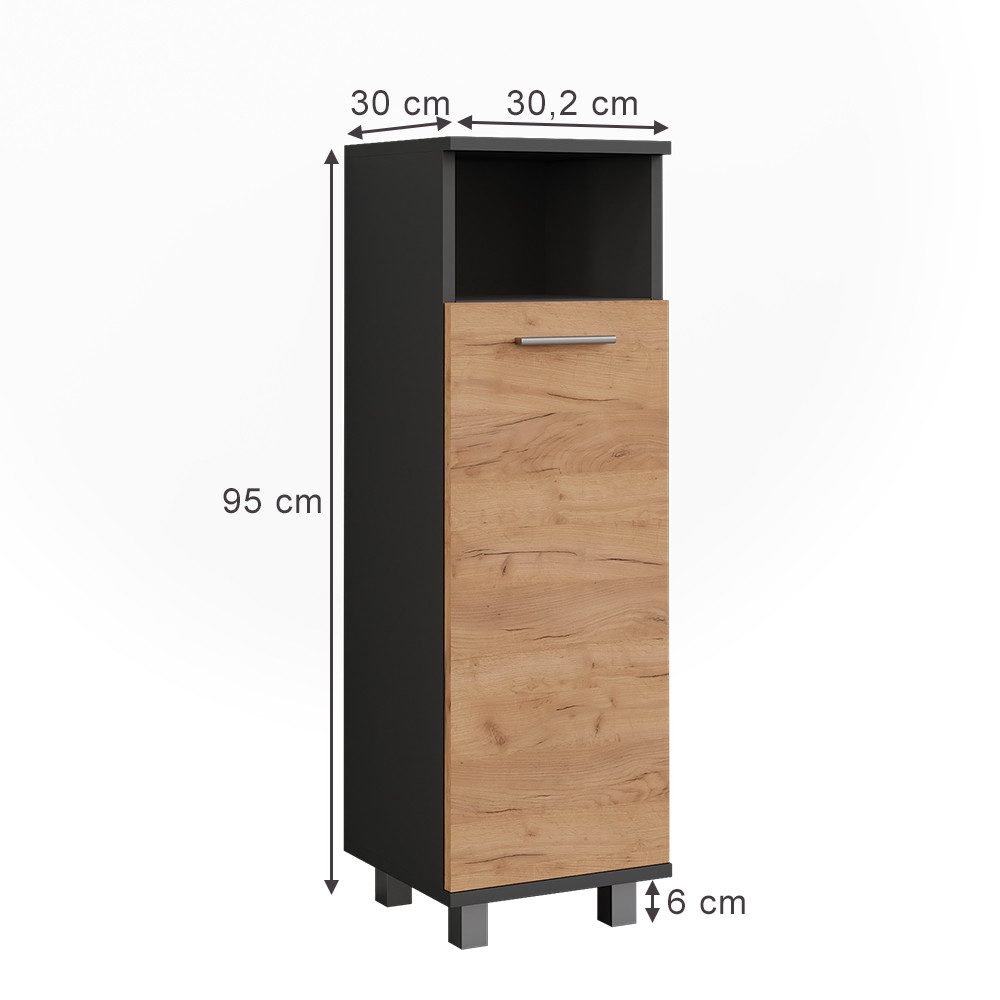 Vicco Midischrank Ilias, Anthrazit/Goldkraft Eiche, 30.2 x 190 cm mit 2 Tür günstig online kaufen