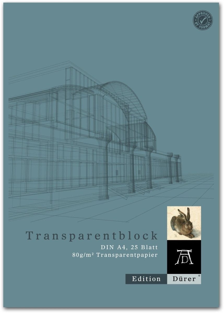 Zeichenpapier Transparentpapier A4 80g/qm Block mit 25 Blatt