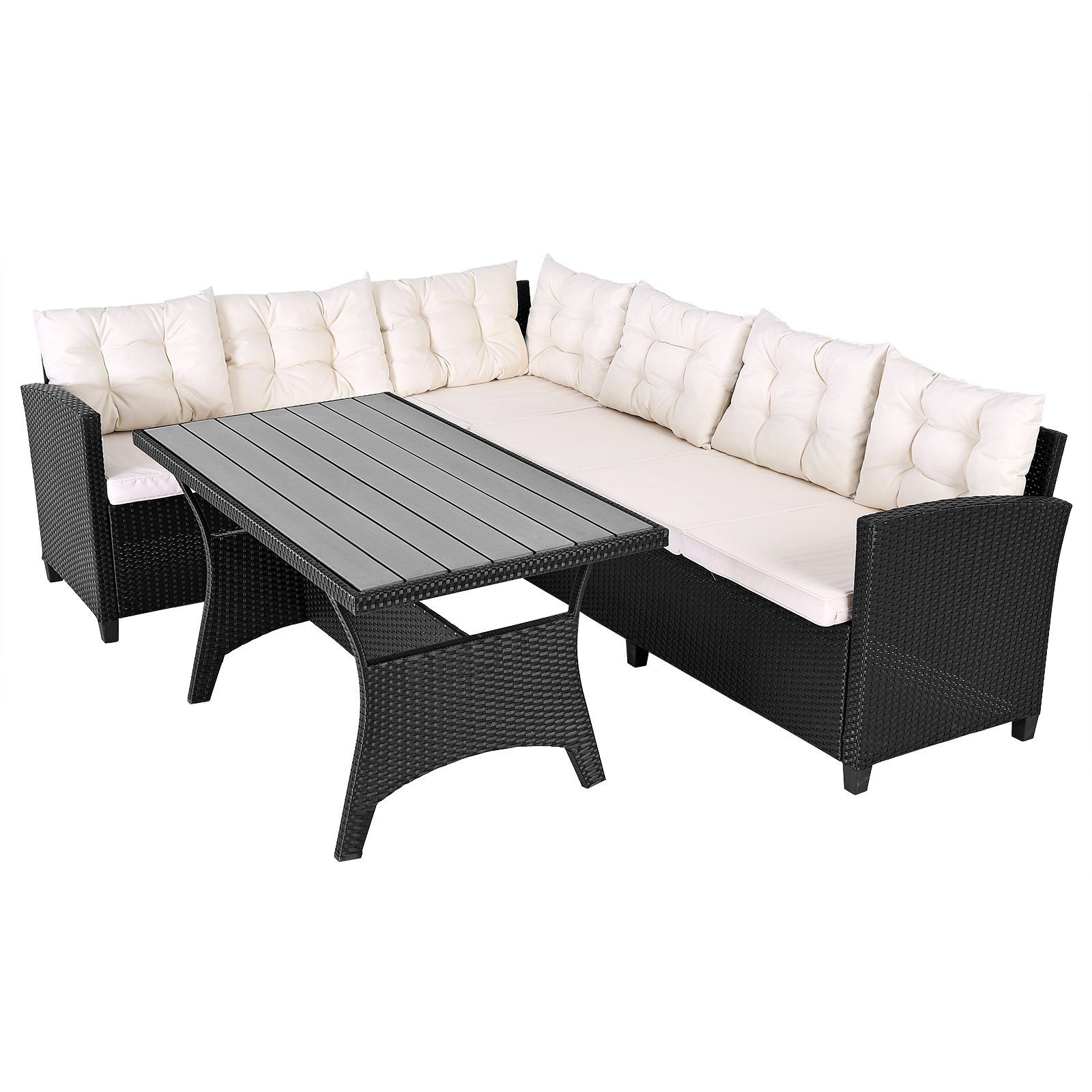 Casaria Gartenlounge-Set Lissabon, Polyrattan WPC Esstisch günstig online kaufen