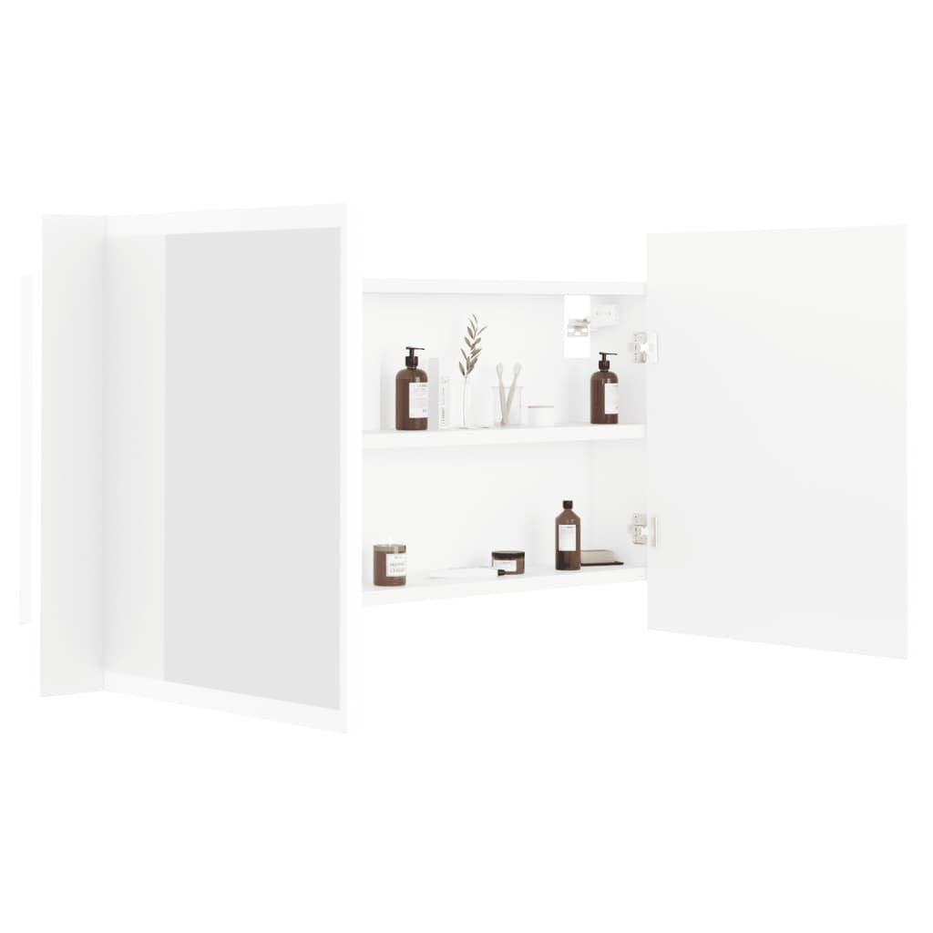 vidaXL (1-St) Acryl Badezimmerspiegelschrank cm 90x12x45 LED-Bad-Spiegelschrank Weiß