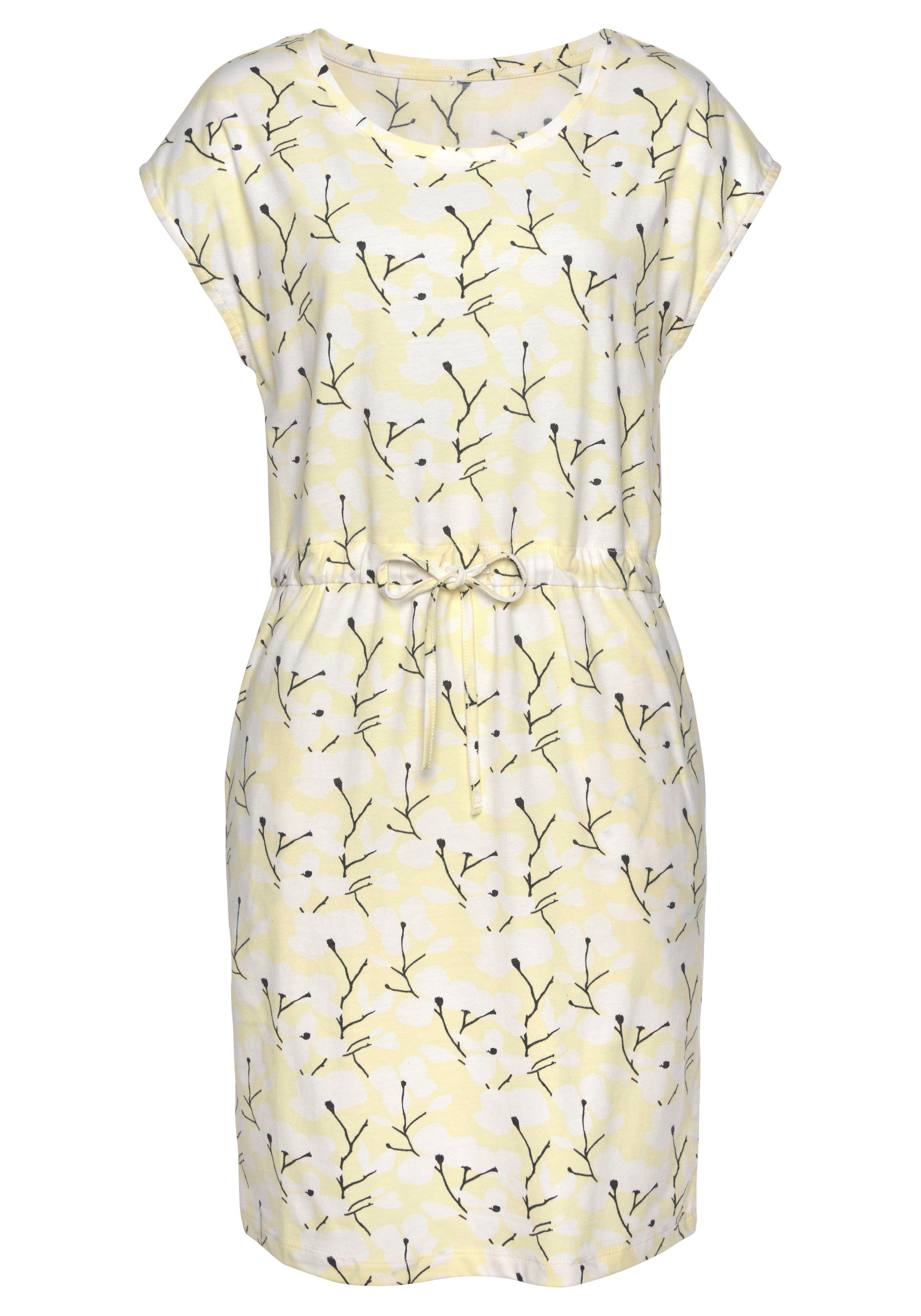 Beachtime by Lascana Jerseykleid mit Blumenmuster und Taschen, Sommerkleid aus Baumwoll-Mix Strandkleid mit kurzen Ärmeln, Freizeitkleid, casual – Bild 2 von 5