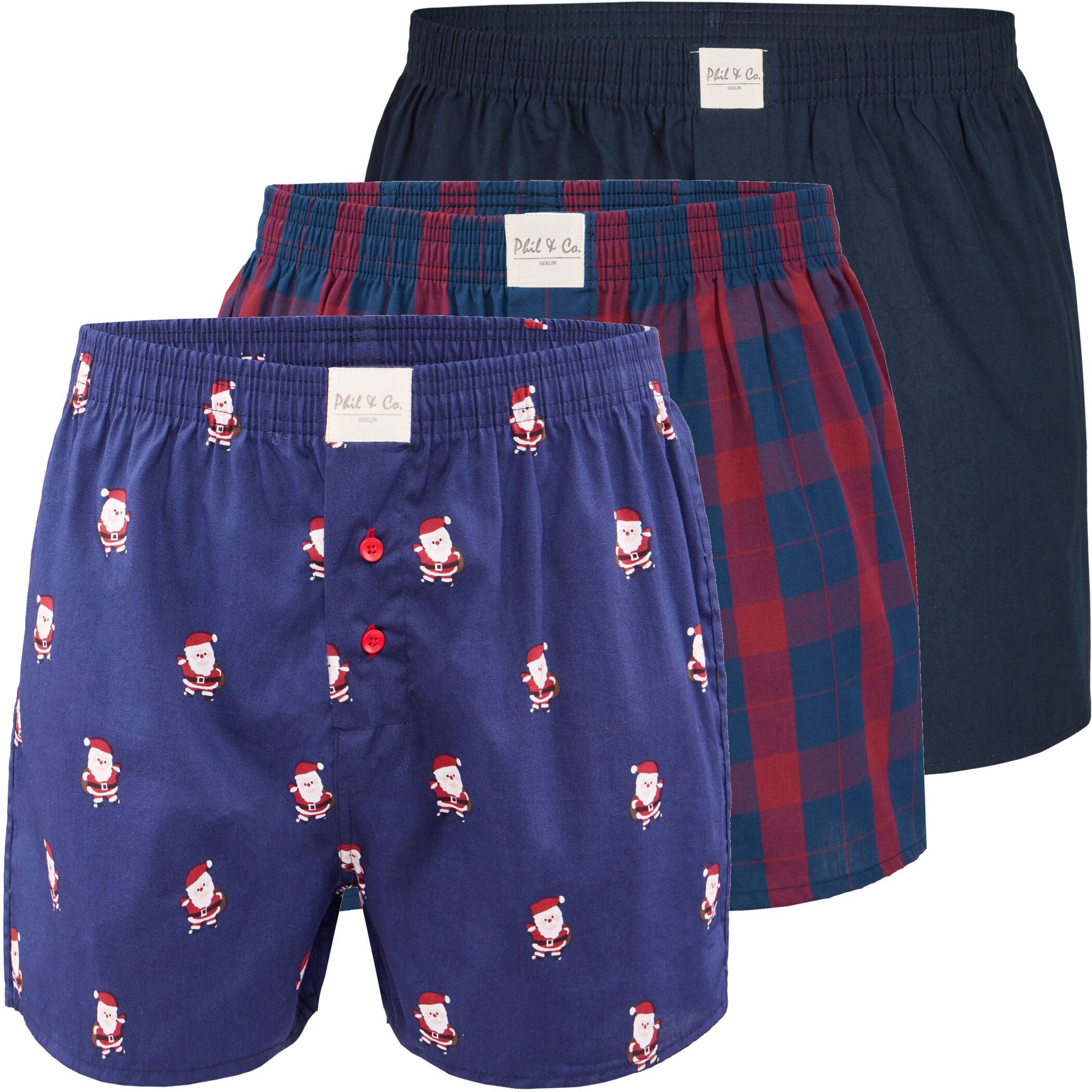 Phil & Co. Boxershorts 3 Phil & Co Webboxer Herren american Boxershorts Wei günstig online kaufen
