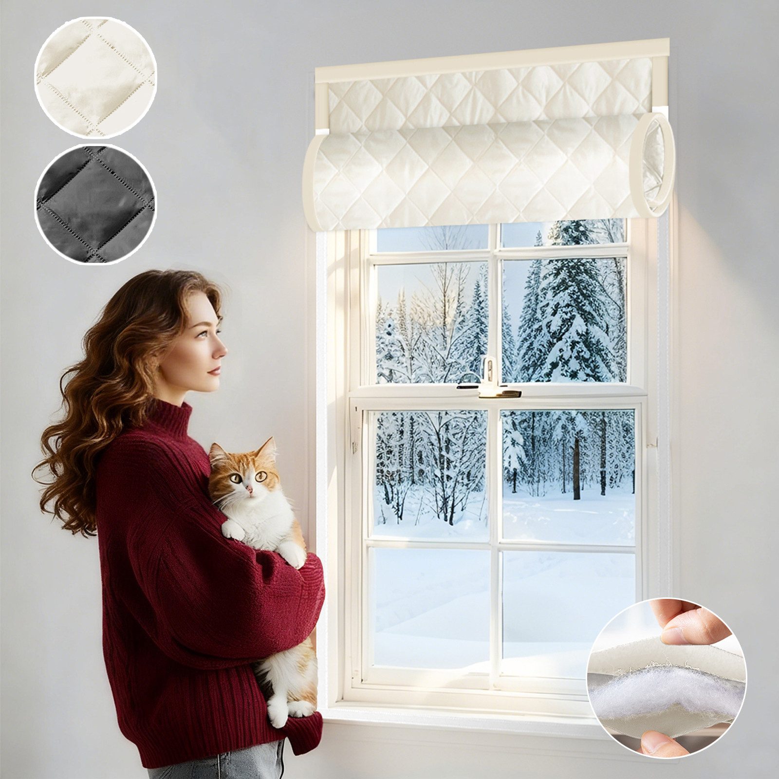 Jibenhome Vorhang Winterisolierter Vorhang mit Magic Tape,Thermovorhang (1 günstig online kaufen