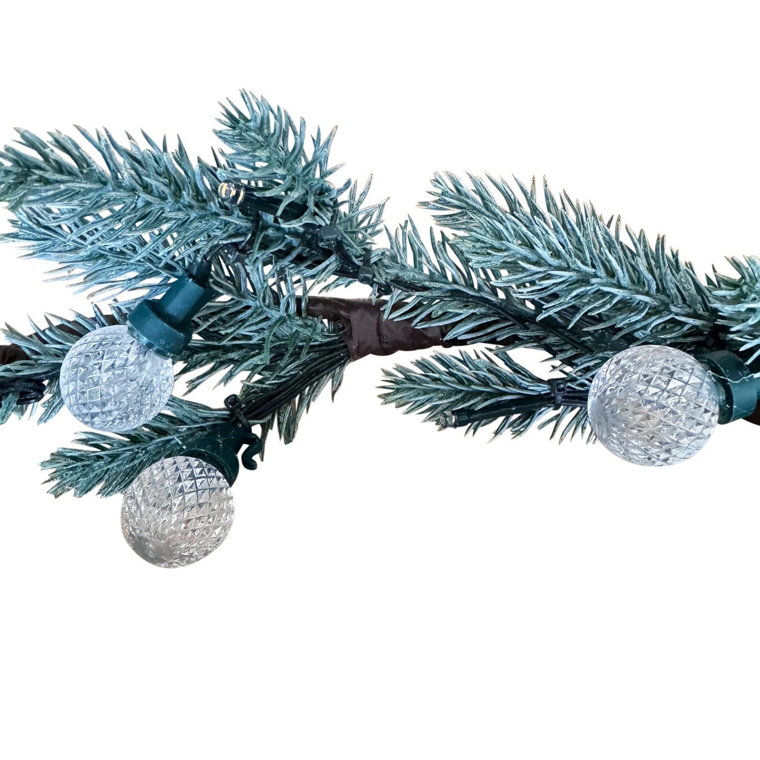 Kunstgirlande aus verschneiten Tannenzweigen inkl. LED-Lichterkette & Timer, künstliche Tannenbaumzweige, Online-Fuchs, Girlande für Winter & Weihnachten mit kleinen Lampions