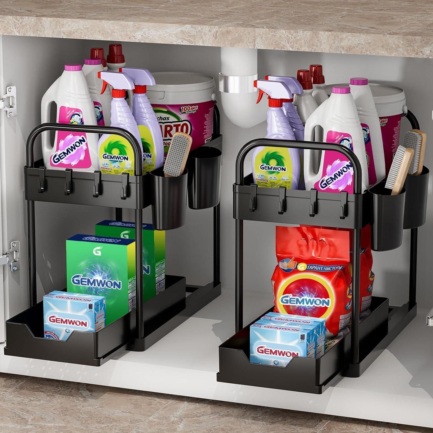 LuxusKollektion Schubladeneinsatz Küchen Organizer 2 Etagen Unter Waschbecken Regal 4 Haken 2 Tassen (2 St)