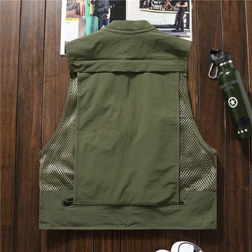 RUZU UG Anzugweste Weste mit mehreren Taschen, atmungsaktive Jacke für Outdoor-Camping