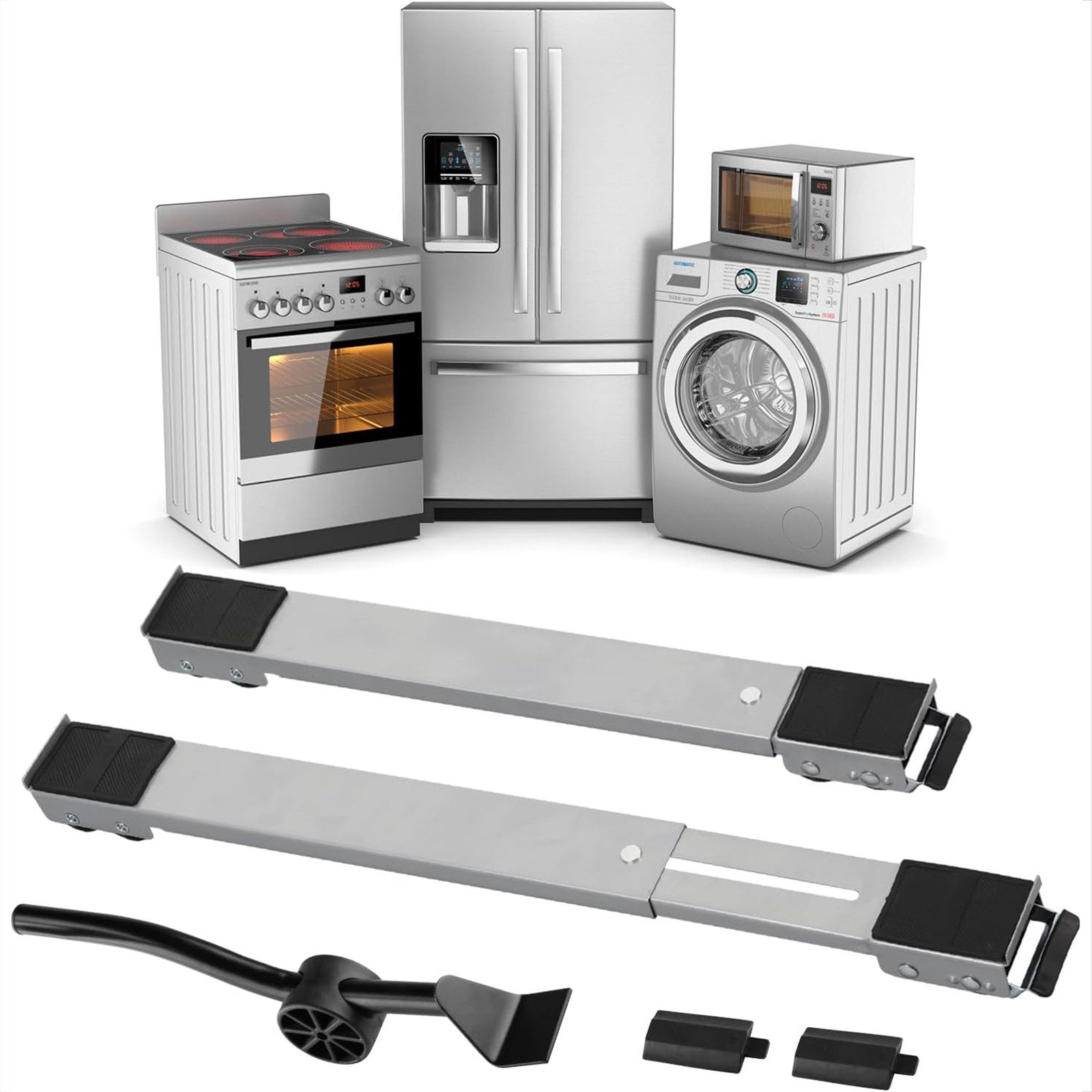 SURFOU Untergestell Waschmaschinen Untergestell 2er-Set moblies Transportroller, Длинаnverstellbar, 150 kg Traglast, mit Bremsen & Rutschschutz