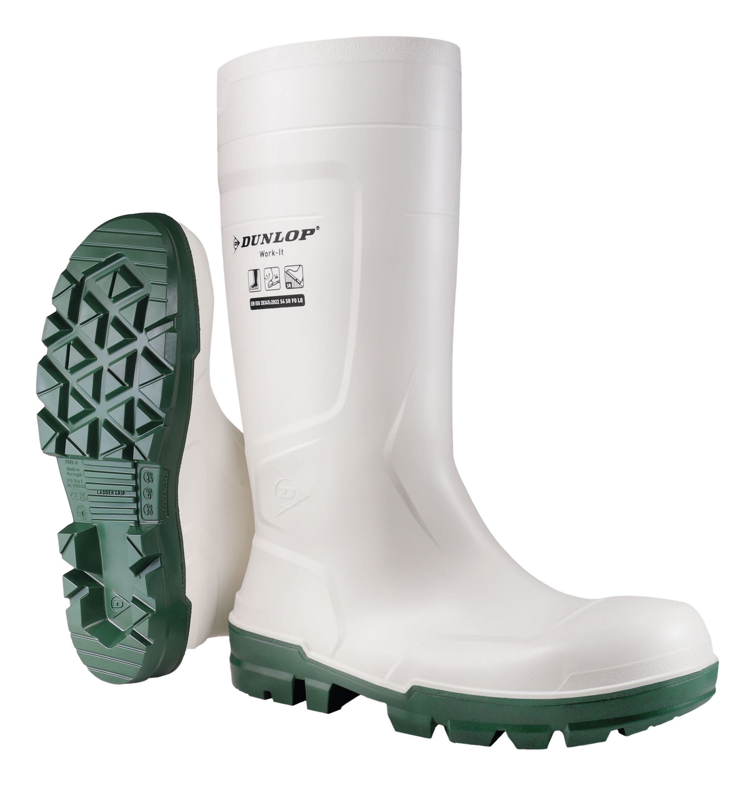 Dunlop Gummistiefel Sicherheitsstiefel Work-It Safety White PVC, SR LO LG S4