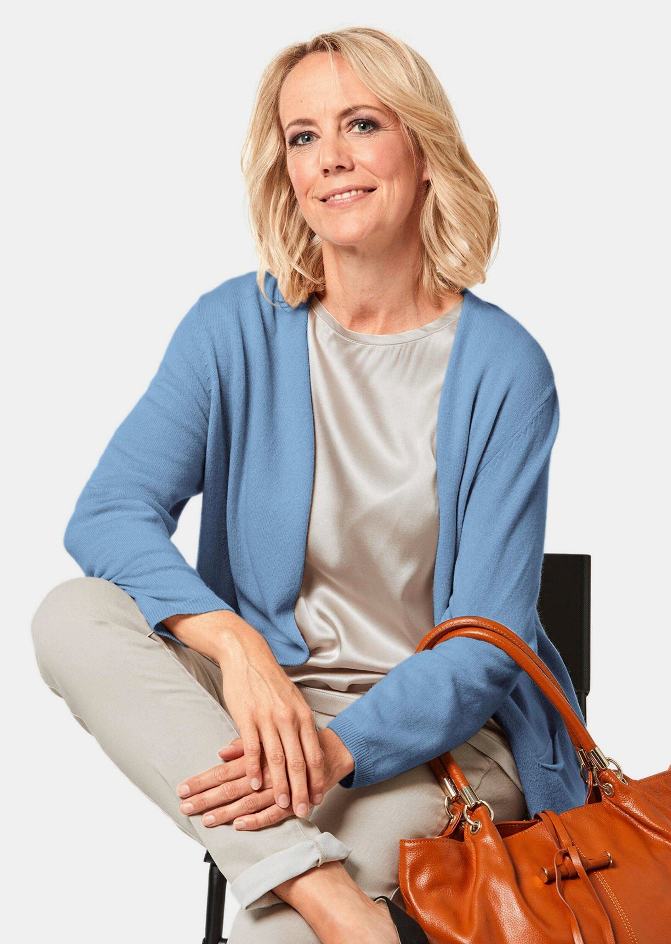 GOLDNER Strickjacke Cardigan in langer offener Form Elegante Longjacke aus 100% Kaschmir für kühle Tage